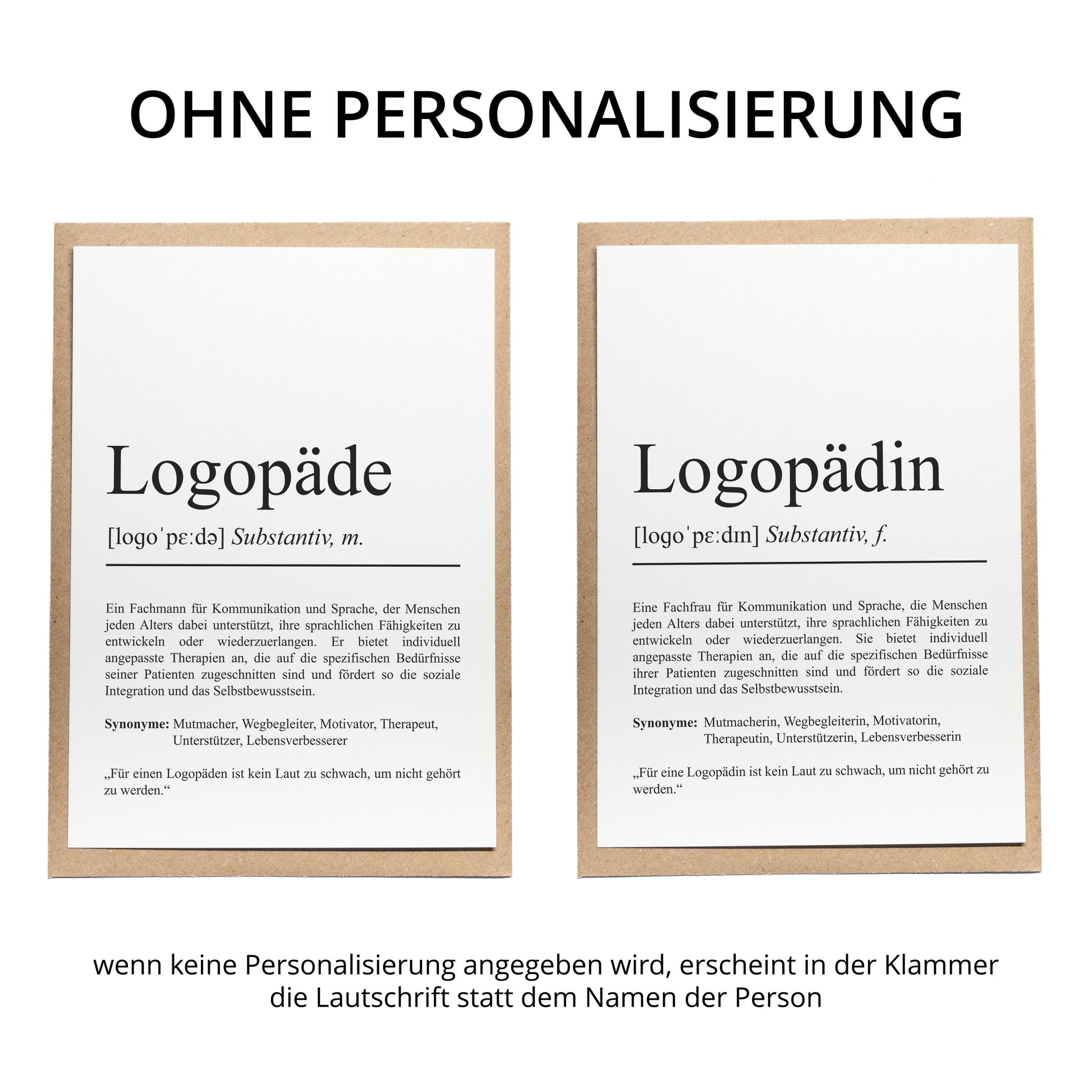 Logopädin Definition Karte personalisierbar mit Namen Beruf Grußkarte Logopädin Geschenk Geburtstag Logopädin Postkarte Definition