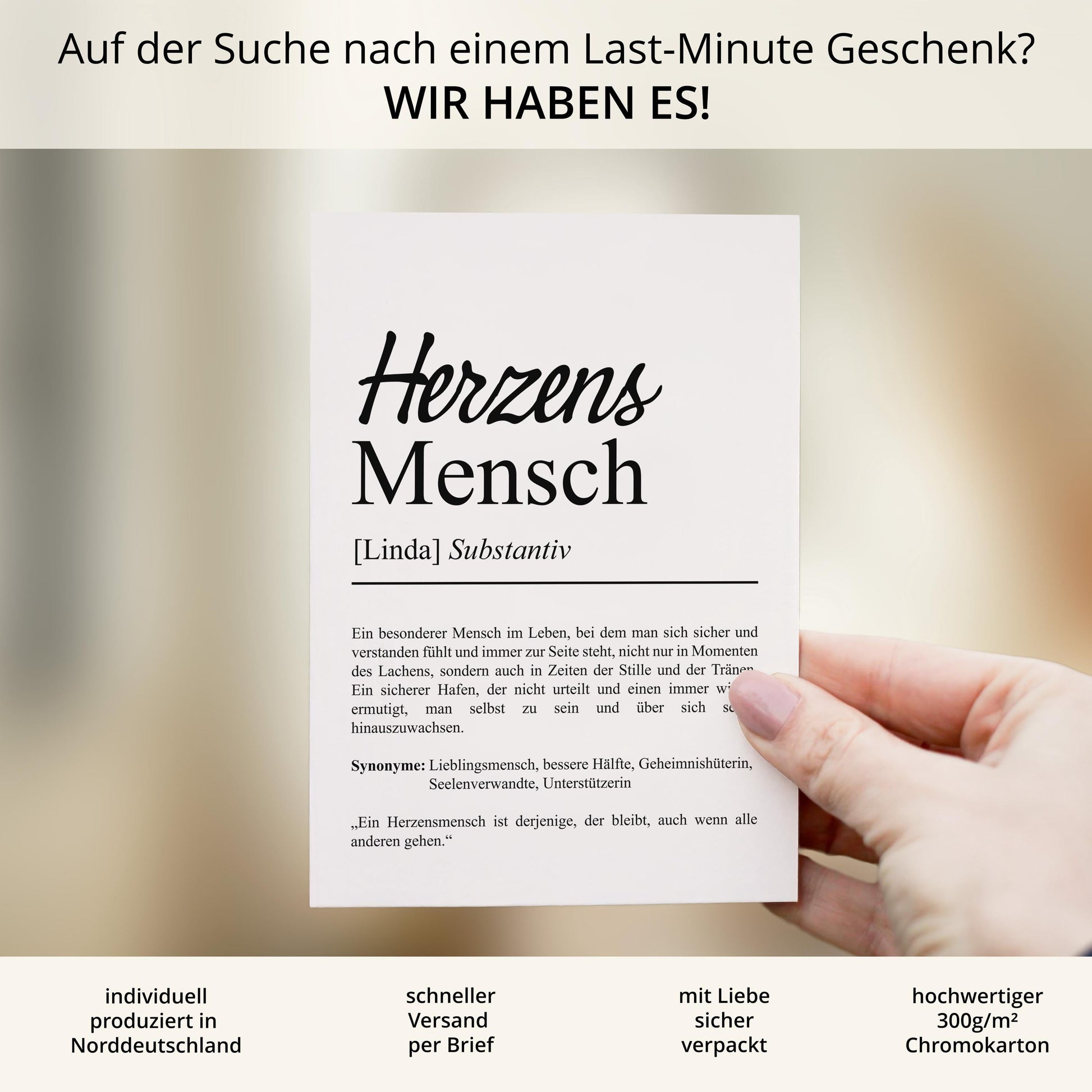 Herzensmensch Definition Karte personalisierbar mit Namen Herzensmensch Grußkarte Geschenk Herzensmensch Postkarte Definition Herzensmensch