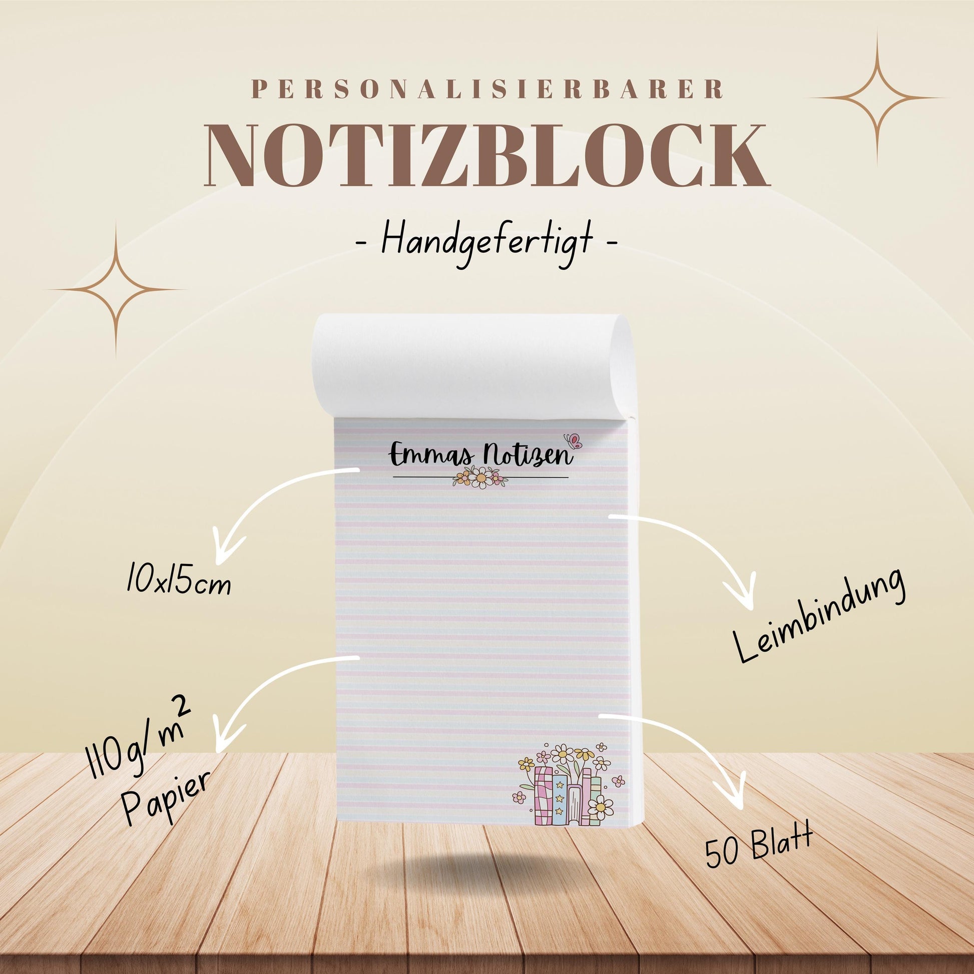 Notizblock Bücher Notizblock personalisierbar mit Namen To-Do Liste Notizblock für Studenten Bürobedarf Geschenk Kollegin