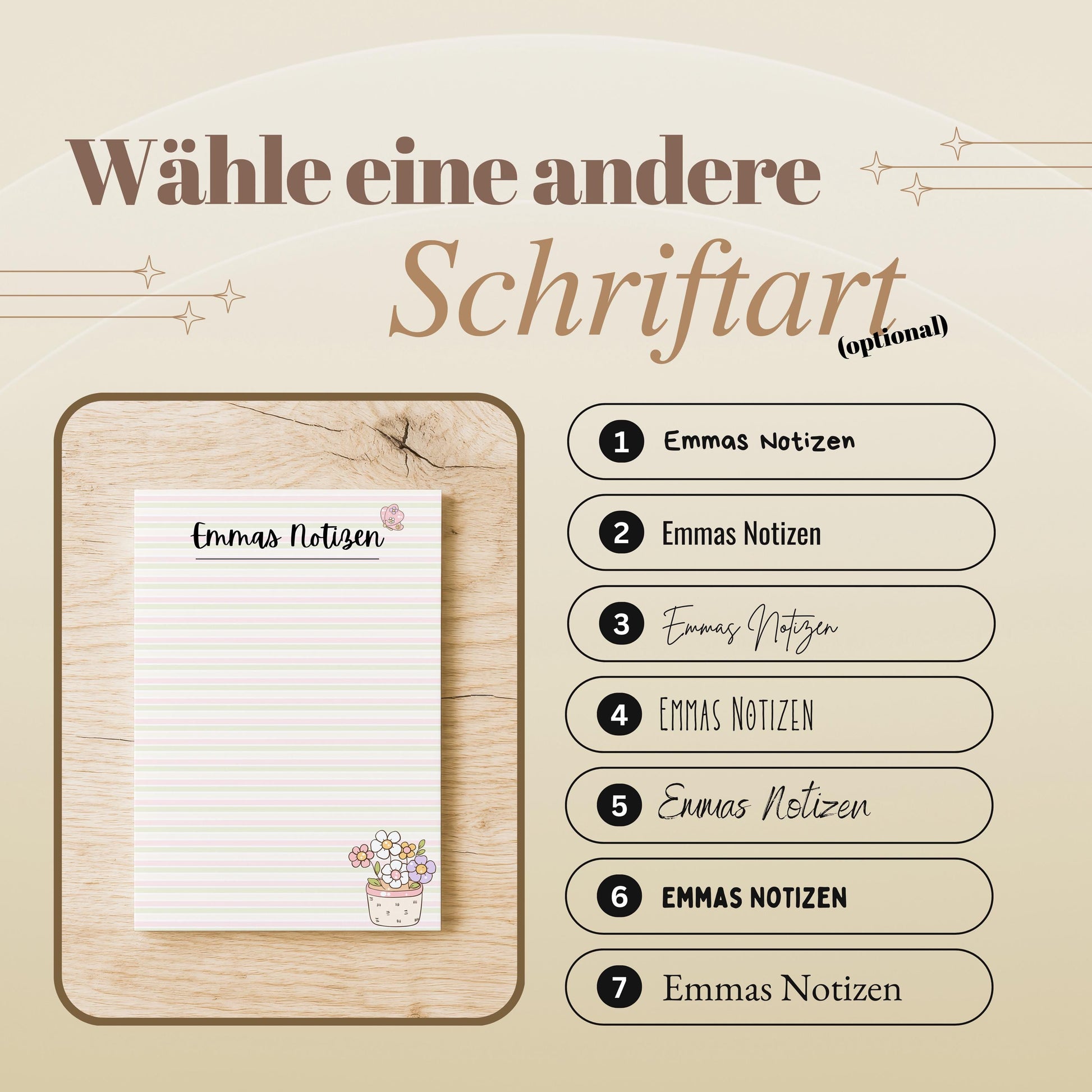 Notizblock Blumen Notizblock personalisierbar mit Namen To-Do Liste Notizblock für Studenten Bürobedarf Geschenk Kollegin