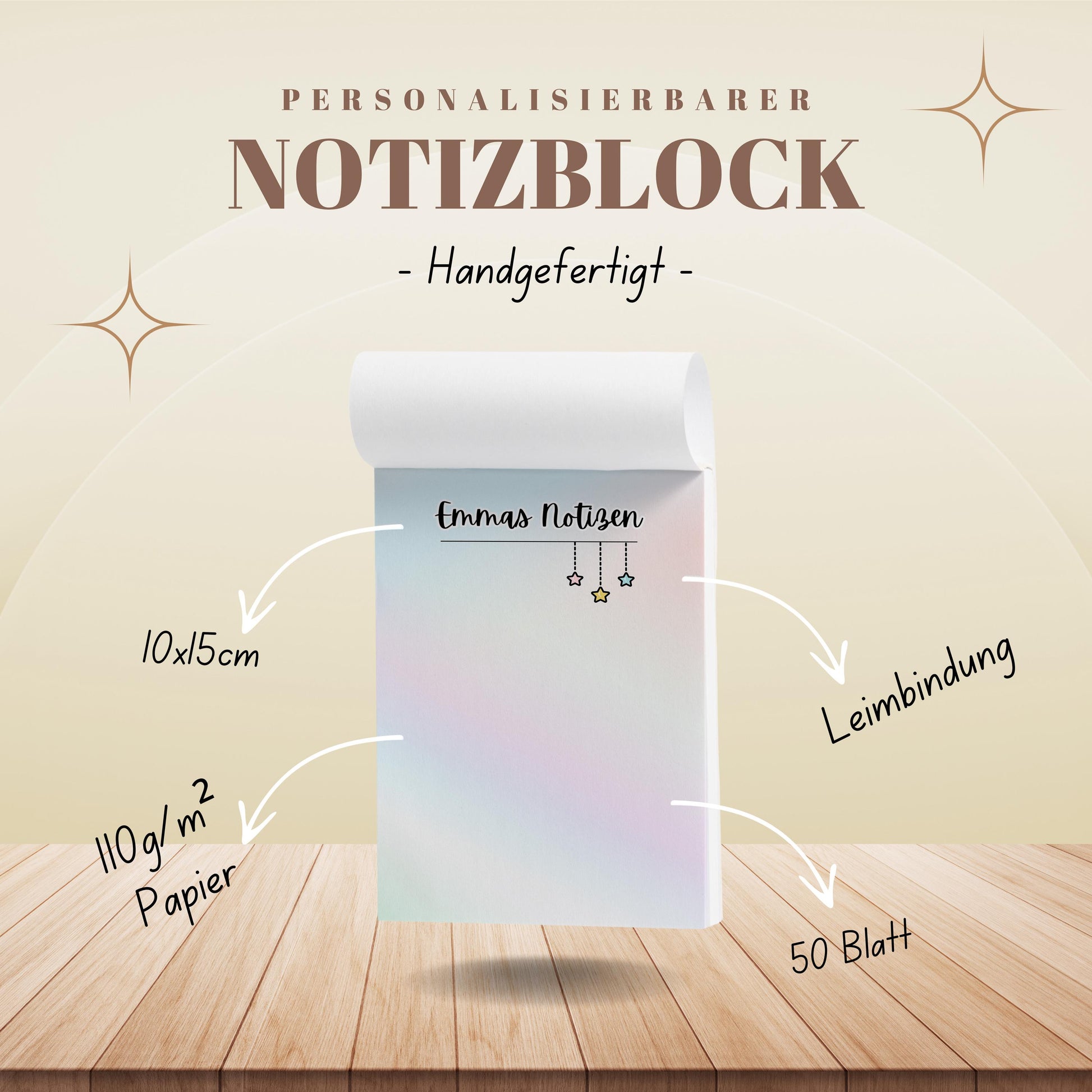 Notizblock Sterne Notizblock personalisierbar mit Namen To-Do Liste Notizblock für Studenten Bürobedarf Geschenk Kollege