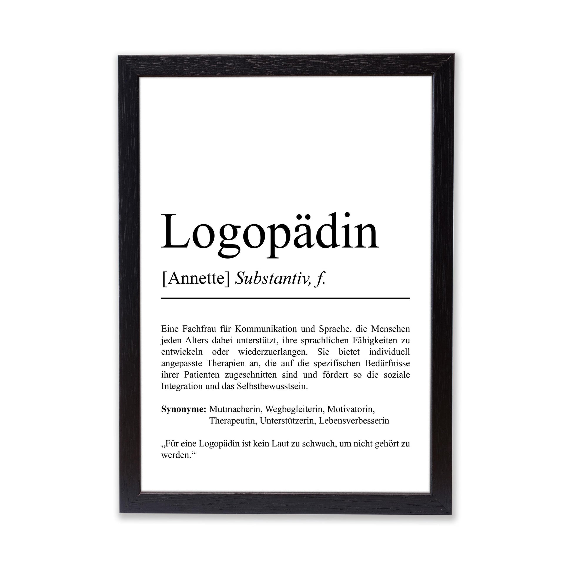 Logopädin Definition Poster personalisierbar mit Namen Beruf Poster Logopädin Geschenk Einzug Geburtstag Geschenk Logopädin Poster Beruf