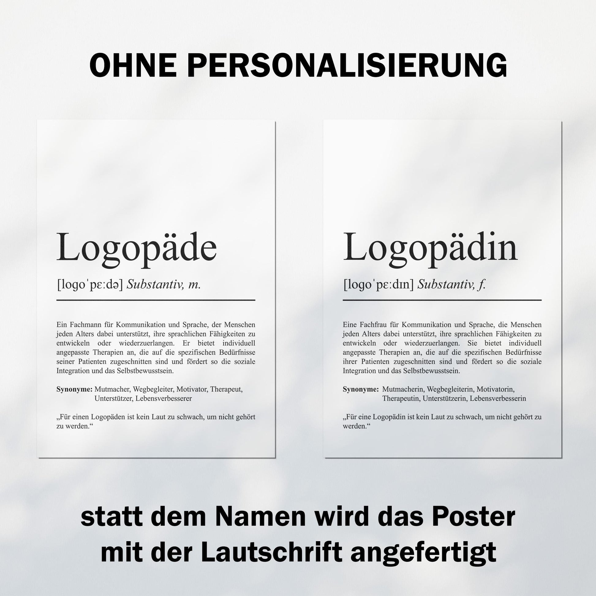Logopädin Definition Poster personalisierbar mit Namen Beruf Poster Logopädin Geschenk Einzug Geburtstag Geschenk Logopädin Poster Beruf