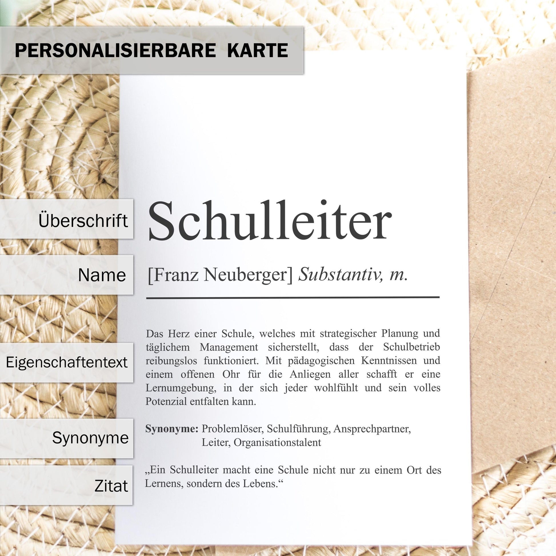 Schulleiter Definition Karte personalisierbar mit Namen Beruf Postkarte Schulleiter Geschenk Geburtstag Schulleiter Postkarte Definition