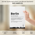 Berlin Stadt Poster Definition personalisierbar Städte Poster Wandkunst Poster Wohnung Geschenk Einzug Umzug Heimatstadt Poster