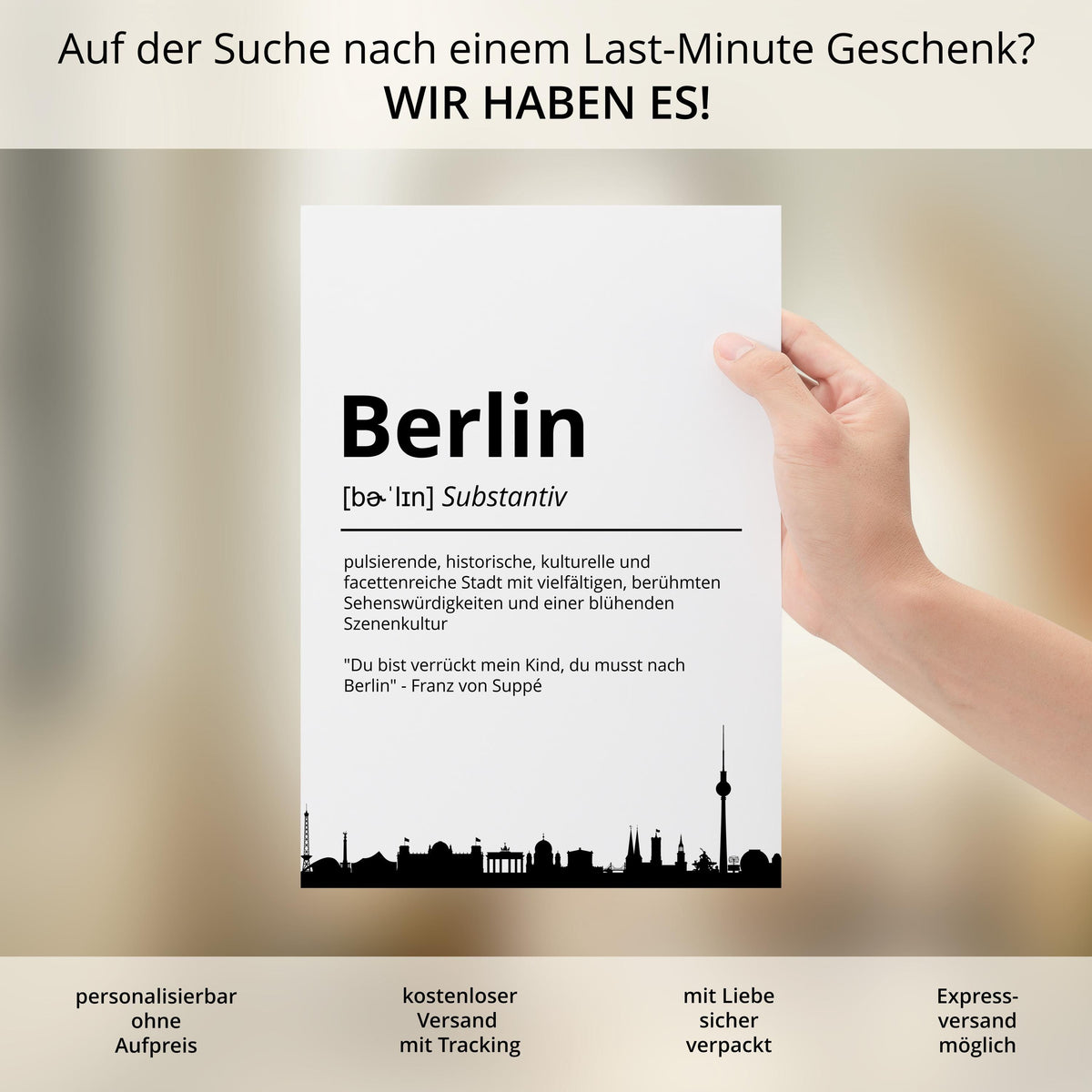 Berlin Stadt Poster Definition personalisierbar Städte Poster Wandkunst Poster Wohnung Geschenk Einzug Umzug Heimatstadt Poster