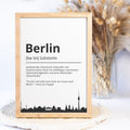 Berlin Stadt Poster Definition personalisierbar Städte Poster Wandkunst Poster Wohnung Geschenk Einzug Umzug Heimatstadt Poster