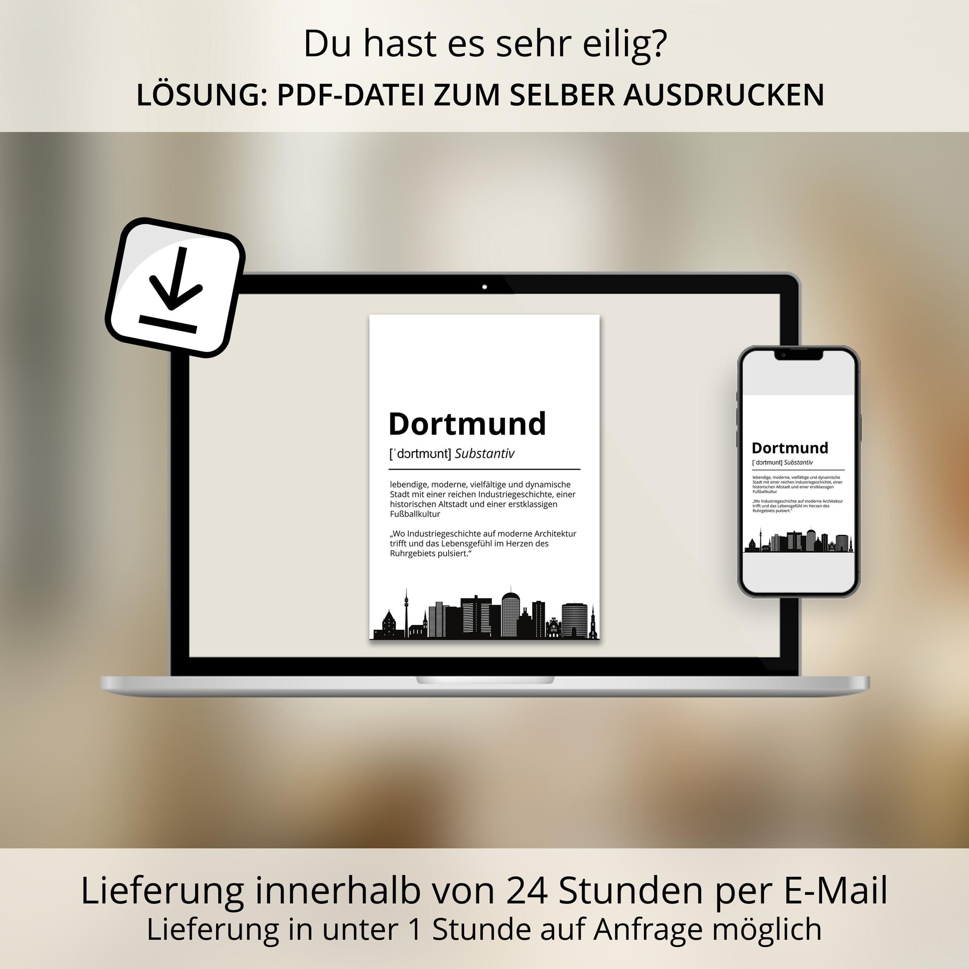 Dortmund Stadt Poster Definition personalisierbar Städte Poster Wandkunst Poster Wohnung Geschenk Einzug Umzug Heimatstadt Poster
