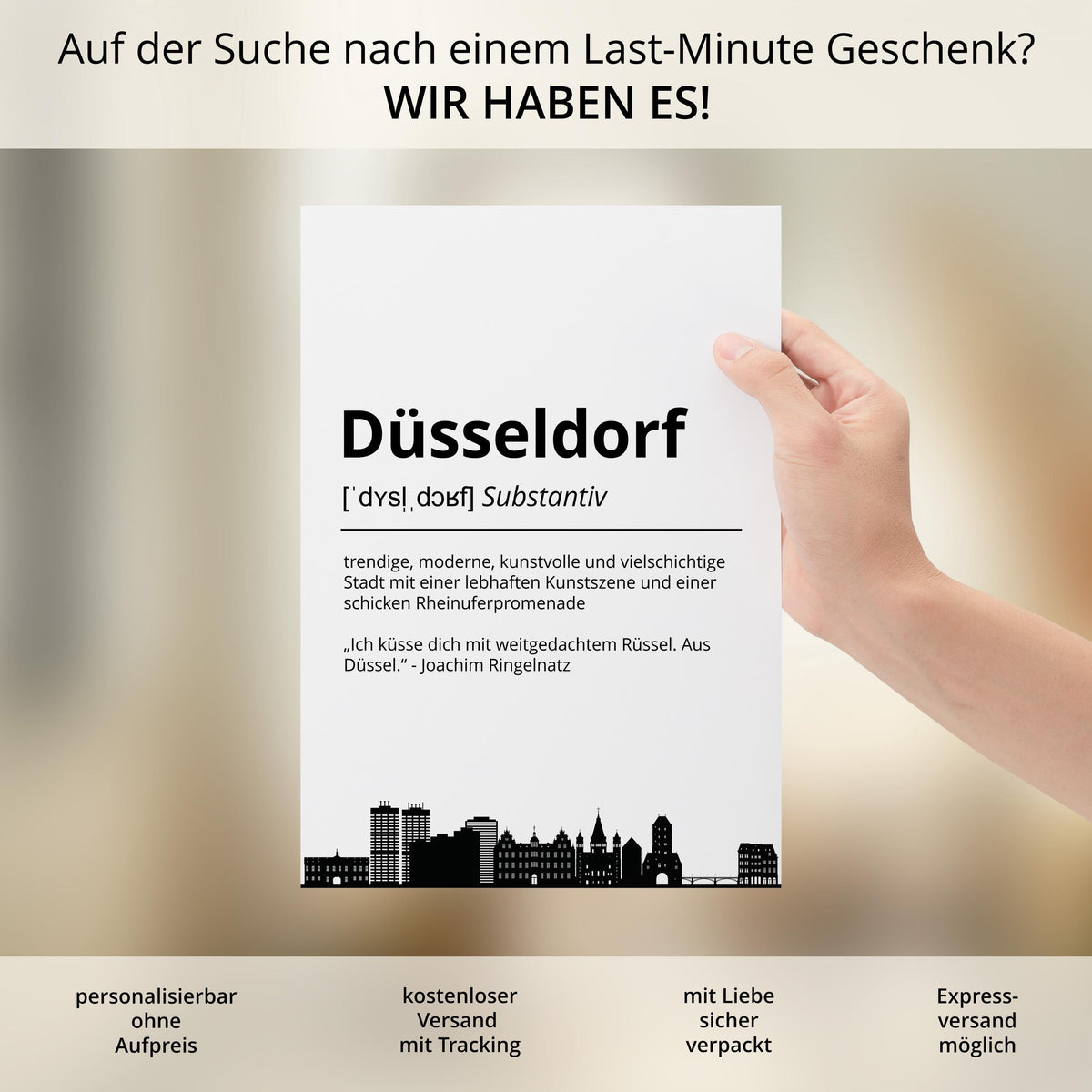 Düsseldorf Stadt Poster Definition personalisierbar Städte Poster Wandkunst Poster Wohnung Geschenk Einzug Umzug Heimatstadt Poster