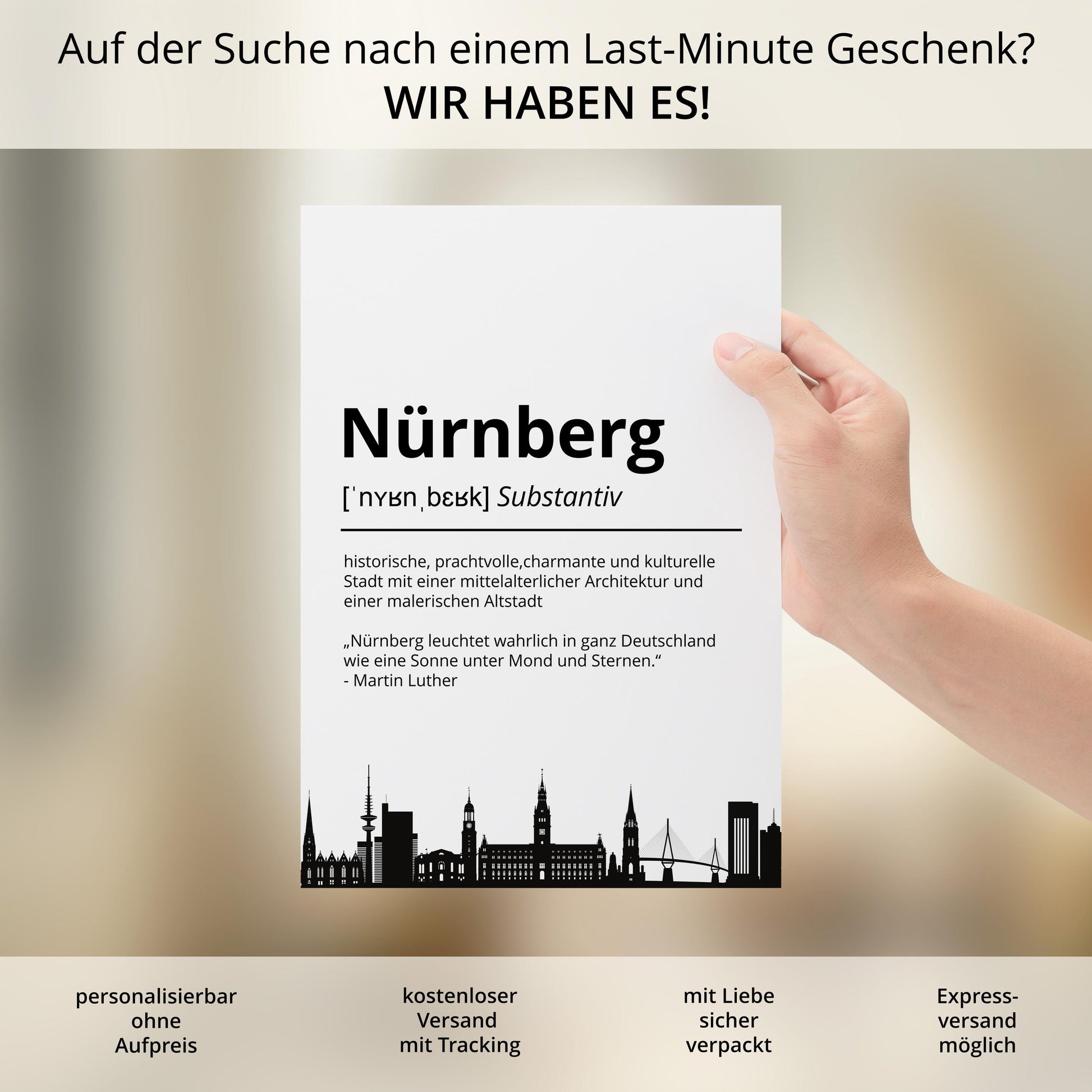Nürnberg Stadt Poster Definition personalisierbar Städte Poster Wandkunst Poster Wohnung Geschenk Einzug Umzug Heimatstadt Poster