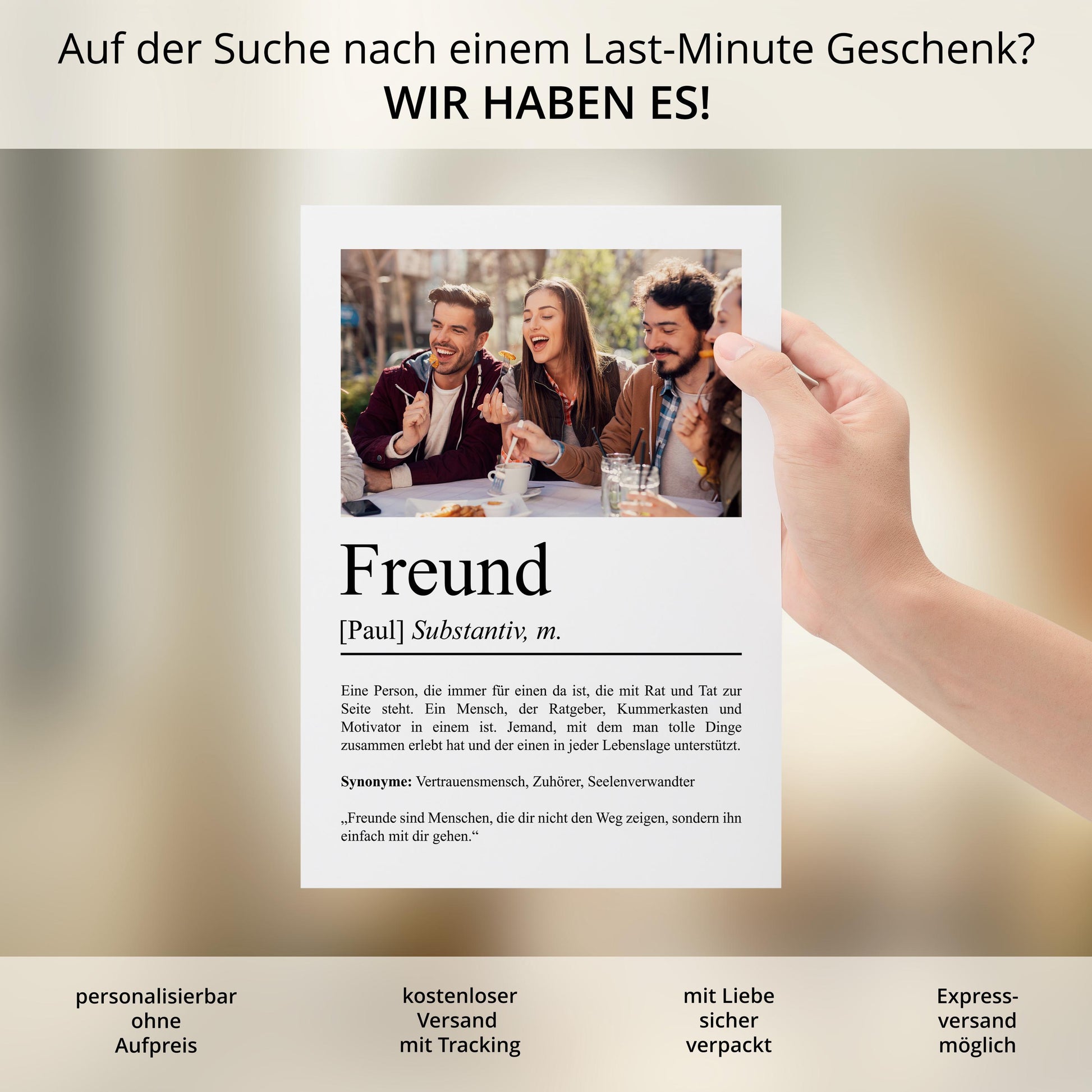 Freund Definition Poster personalisierbar mit Bild + Namen Bester Freund Poster Geschenk Einzug Geburtstag Geschenk für Freund Poster