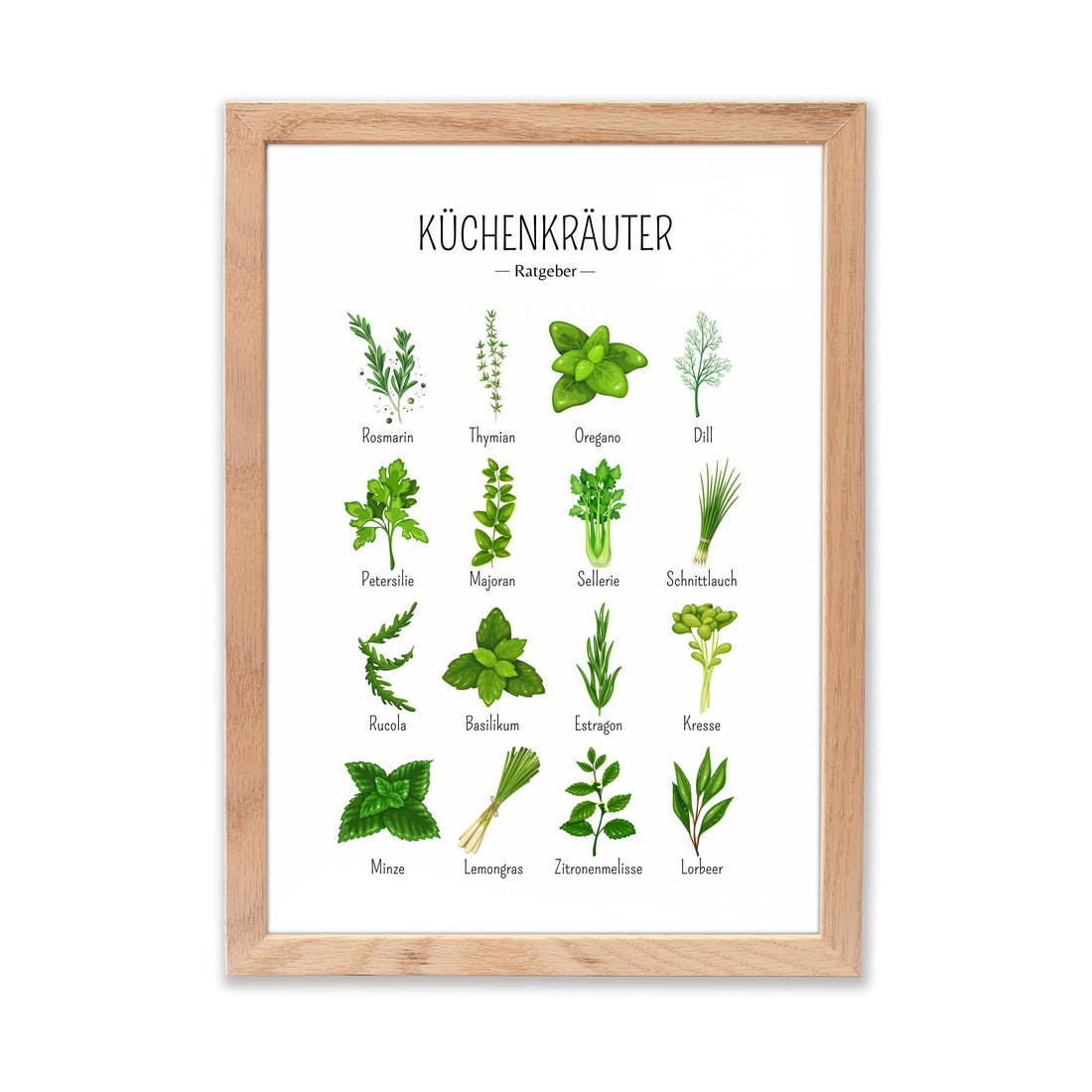 Kräuter Poster Küche Guide Poster Kräuter Guide Küche Geburtstag Geschenk für Kochliebhaber Poster Kräuter Ratgeber Illustration Kräuter