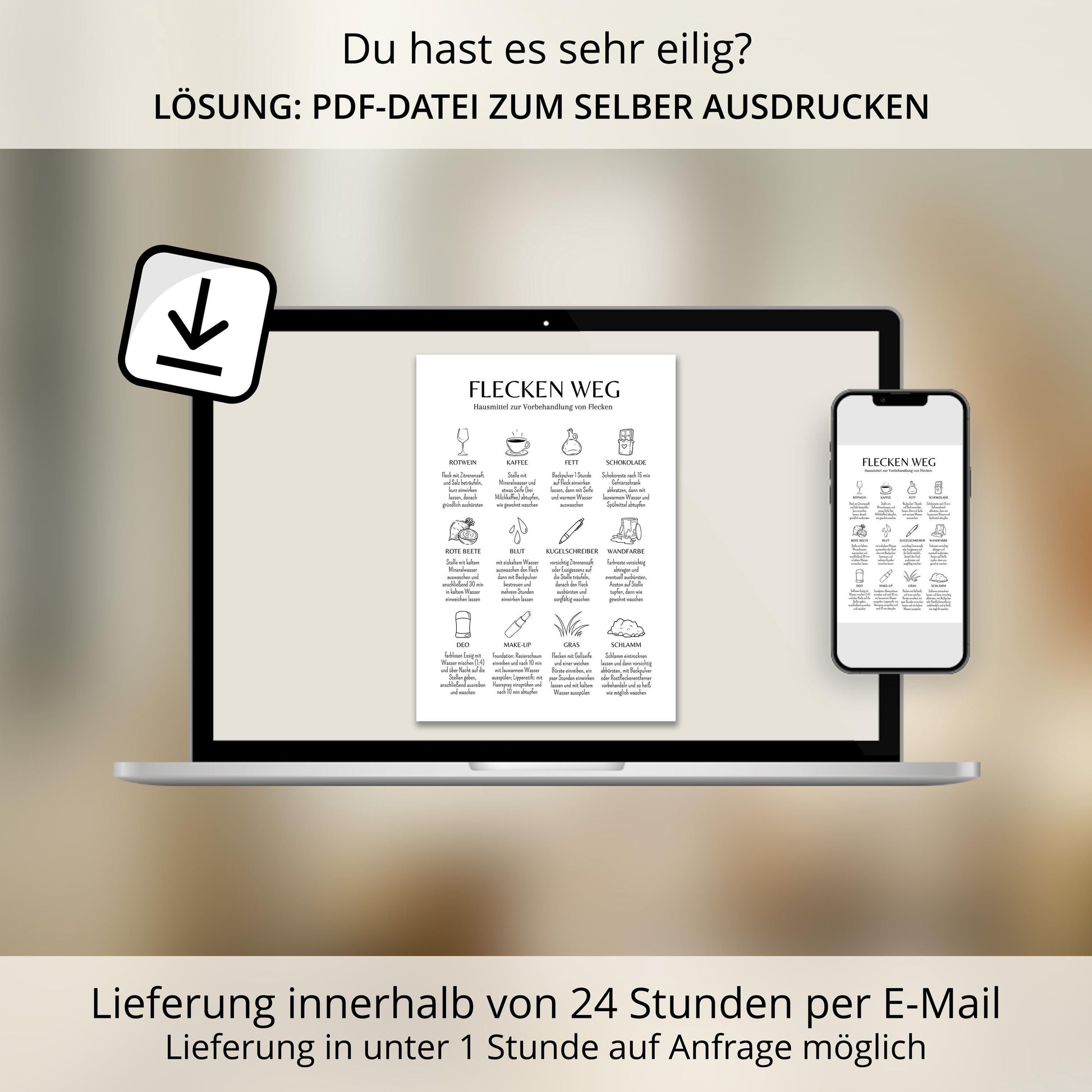 Flecken weg Poster Flecken Ratgeber Wohnung Haus Geschenk Einzug Poster Waschraum Poster Fleckenentfernung Anleitung Poster Waschküche