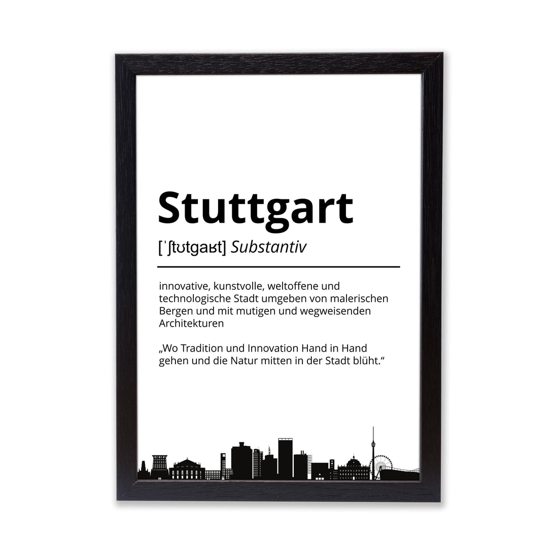 Stuttgart Stadt Poster Definition personalisierbar Städte Poster Wandkunst Poster Wohnung Geschenk Einzug Umzug Heimatstadt Poster