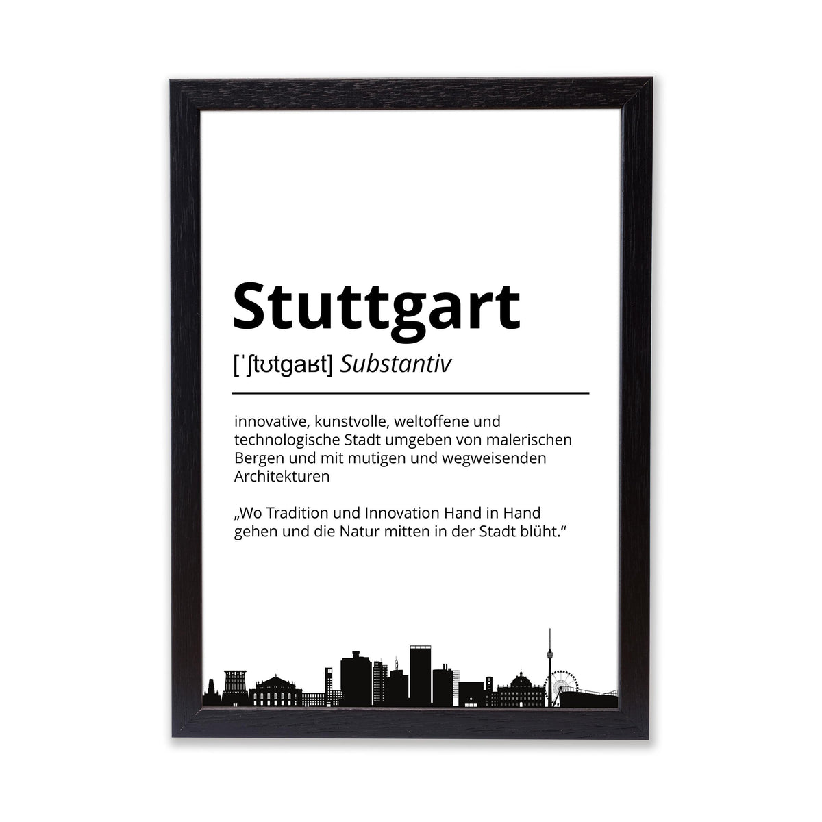 Stuttgart Stadt Poster Definition personalisierbar Städte Poster Wandkunst Poster Wohnung Geschenk Einzug Umzug Heimatstadt Poster