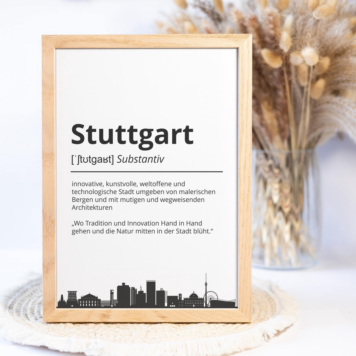 Stuttgart Stadt Poster Definition personalisierbar Städte Poster Wandkunst Poster Wohnung Geschenk Einzug Umzug Heimatstadt Poster