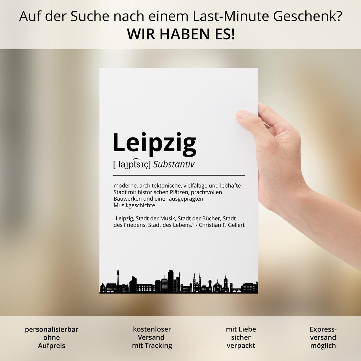Leipzig Stadt Poster Definition personalisierbar Städte Poster Wandkunst Poster Wohnung Geschenk Einzug Umzug Heimatstadt Poster