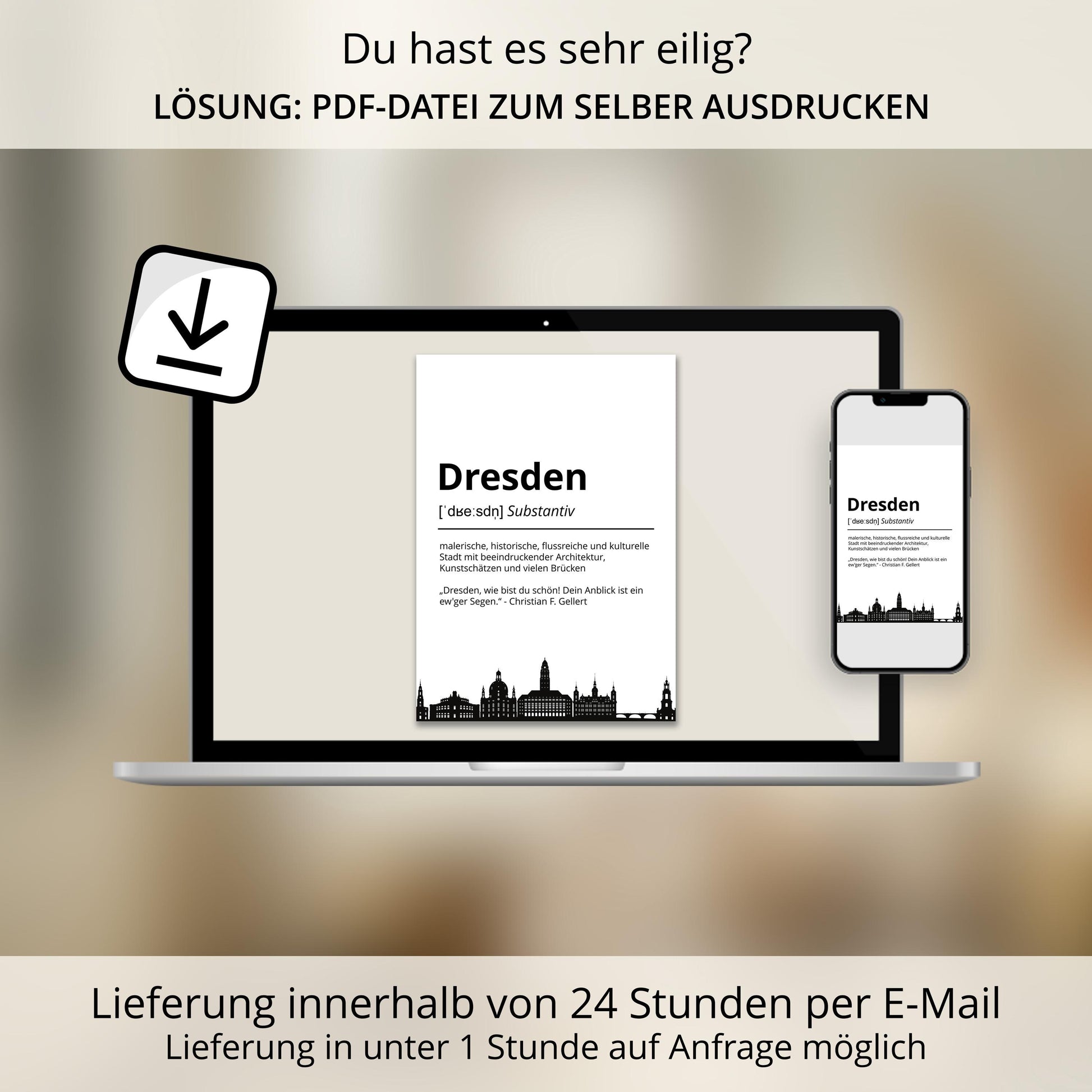 Dresden Stadt Poster Definition personalisierbar Städte Poster Wandkunst Poster Wohnung Geschenk Einzug Umzug Heimatstadt Poster