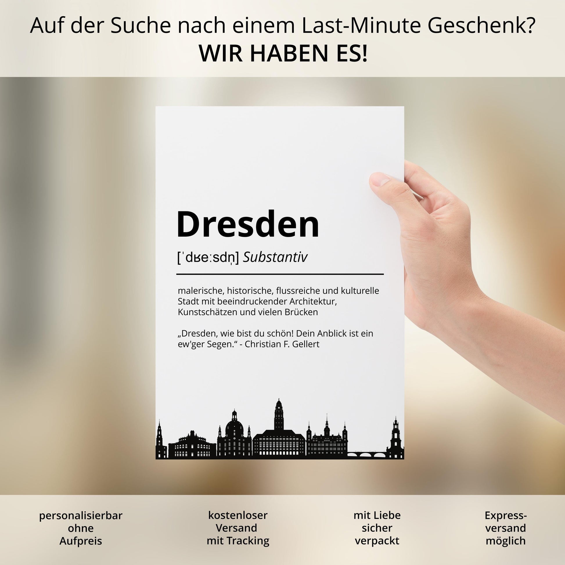 Dresden Stadt Poster Definition personalisierbar Städte Poster Wandkunst Poster Wohnung Geschenk Einzug Umzug Heimatstadt Poster
