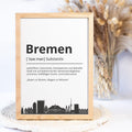 Bremen Stadt Poster Definition personalisierbar Städte Poster Wandkunst Poster Wohnung Geschenk Einzug Umzug Heimatstadt Poster