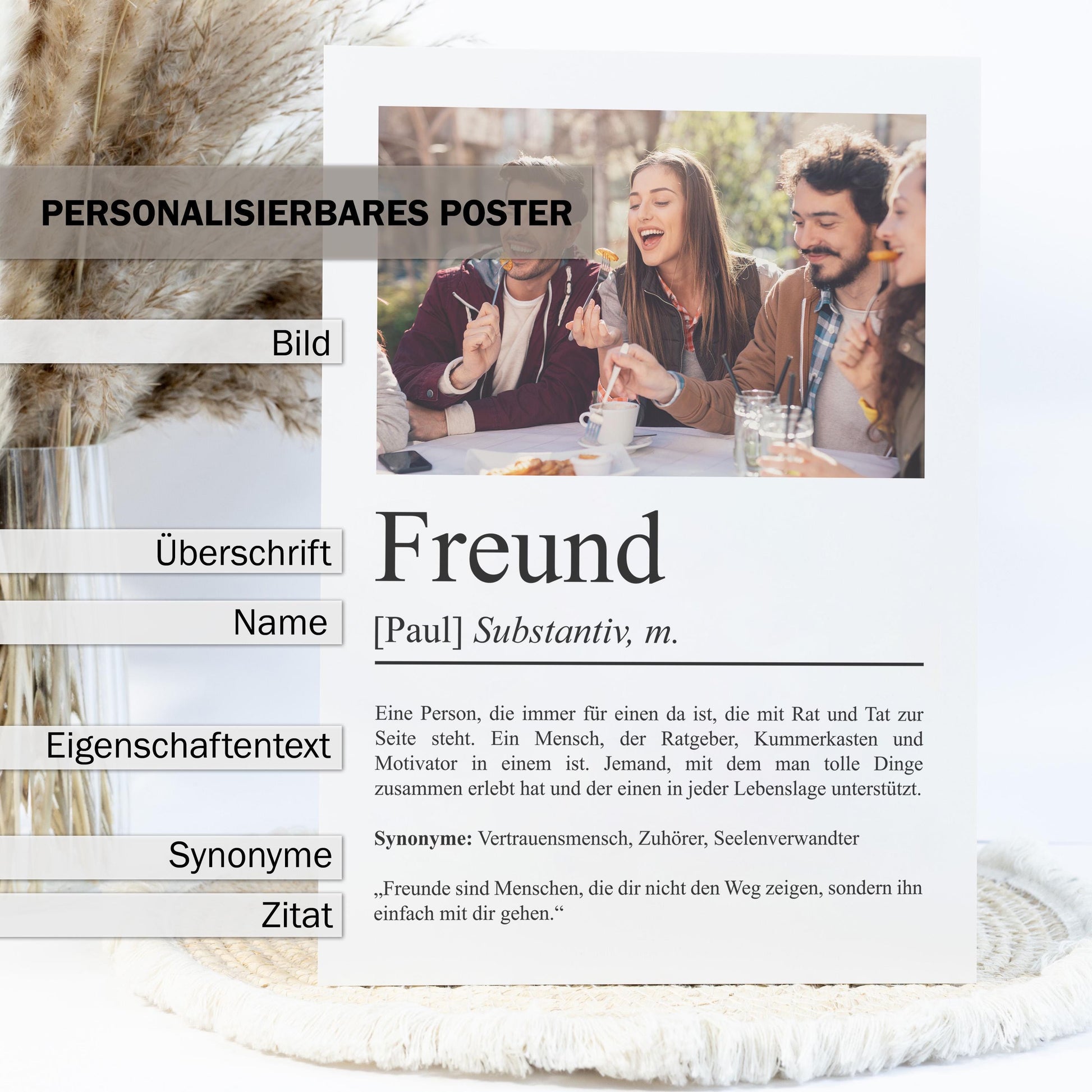 Freund Definition Poster personalisierbar mit Bild + Namen Bester Freund Poster Geschenk Einzug Geburtstag Geschenk für Freund Poster
