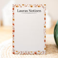 Notizblock Herbst Blumen Design, 10x15 cm, 50 Blatt mit Leimbindung, personalisierbar mit Namen, Handmade