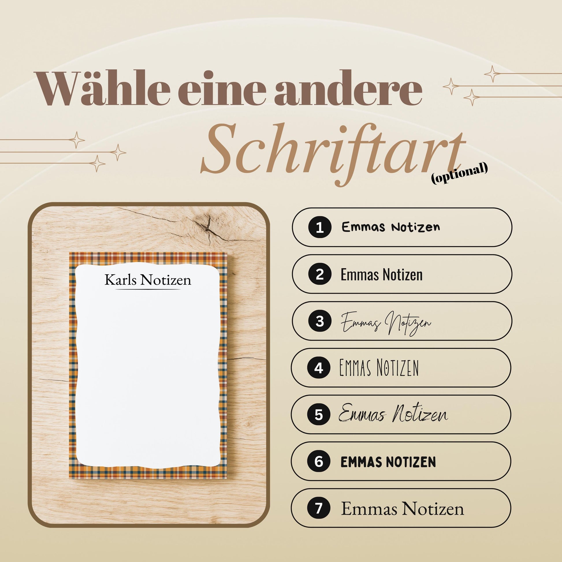 Notizblock Herbst Design, 10x15 cm, 50 Blatt mit Leimbindung, personalisierbar mit Namen, Handmade