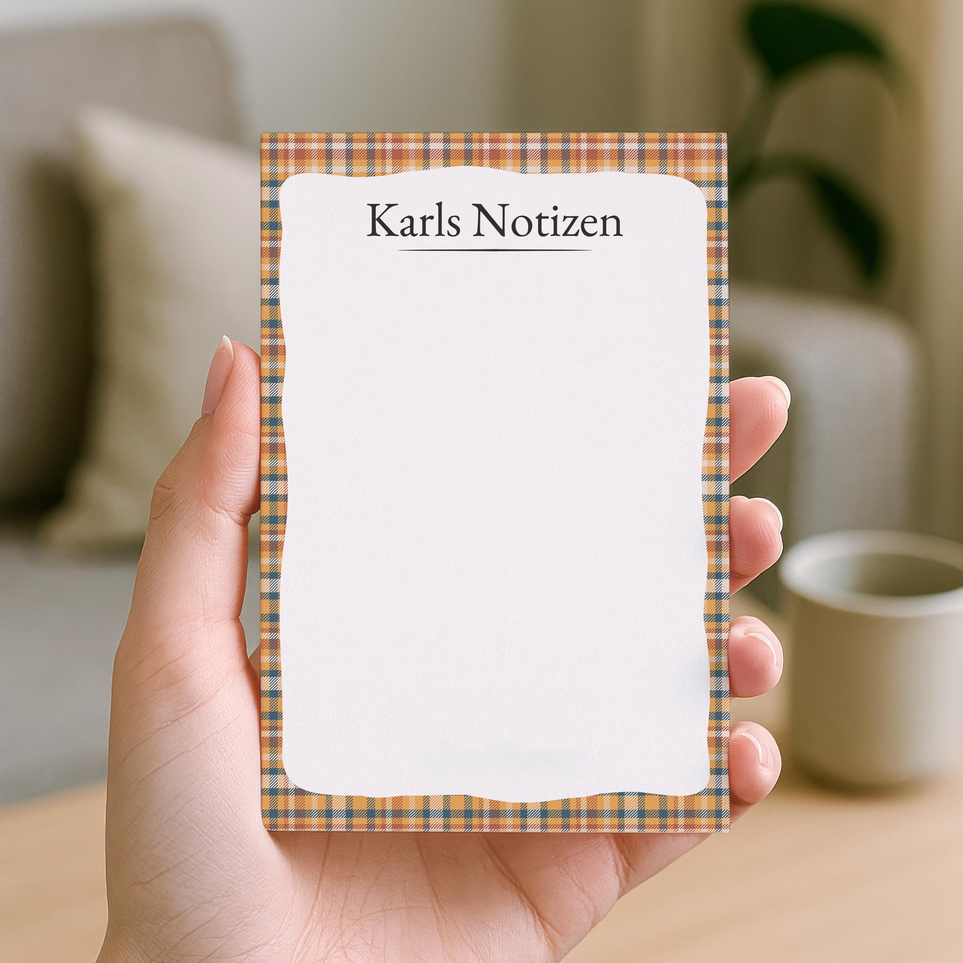 Notizblock Herbst Design, 10x15 cm, 50 Blatt mit Leimbindung, personalisierbar mit Namen, Handmade