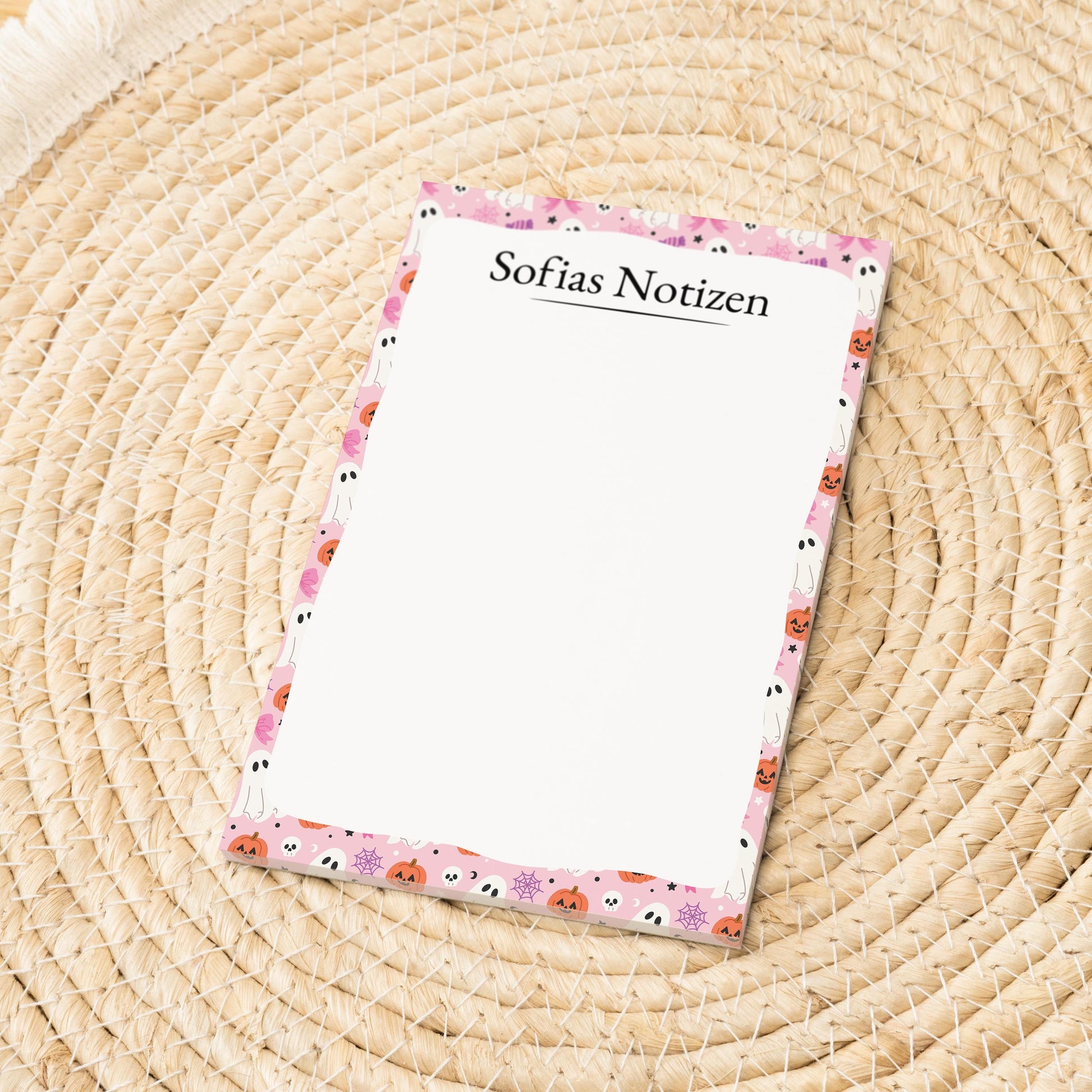 Notizblock Geist Design, 10x15 cm, 50 Blatt mit Leimbindung, personalisierbar mit Namen, Handmade