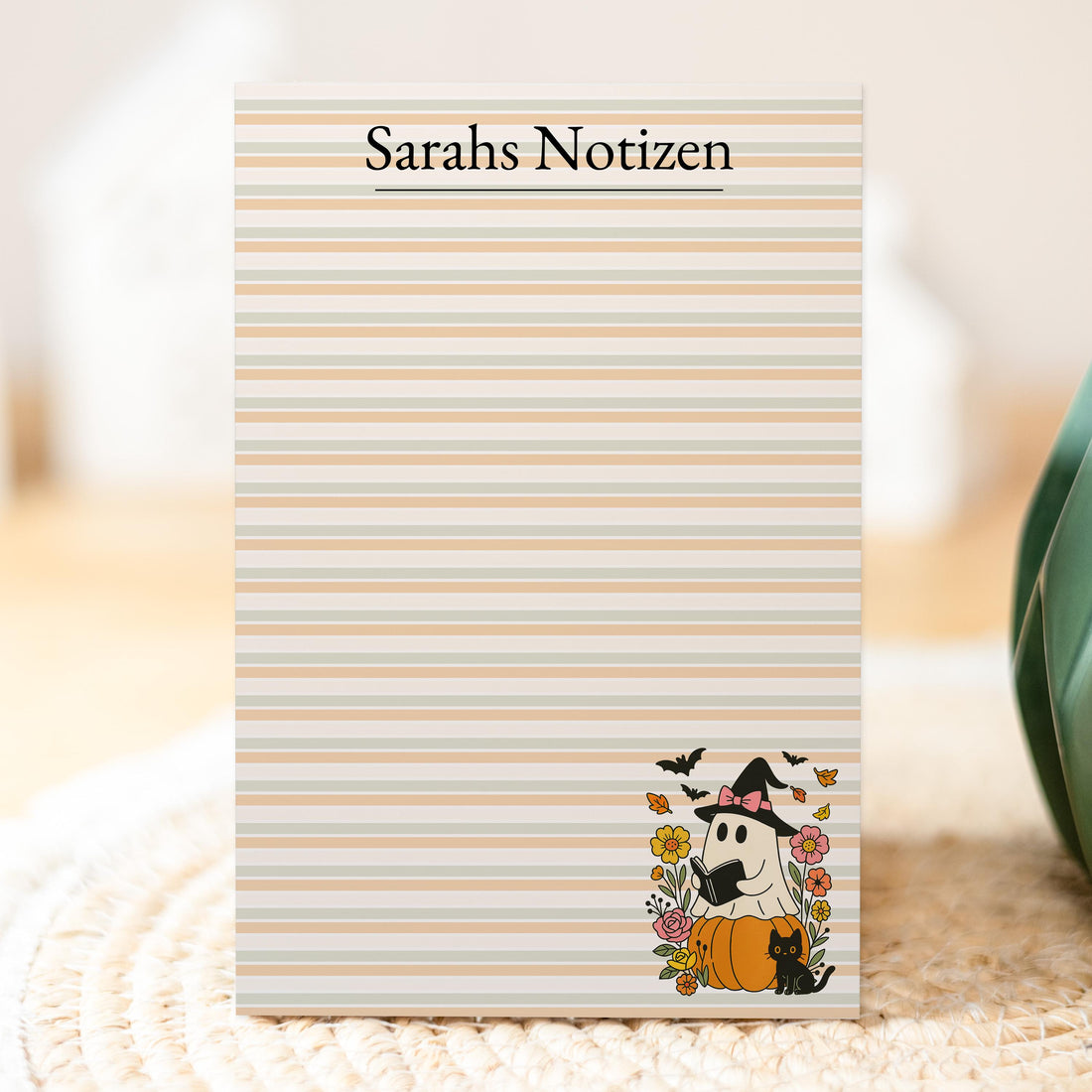 Notizblock Geist Design, 10x15 cm, 50 Blatt mit Leimbindung, personalisierbar mit Namen, Handmade