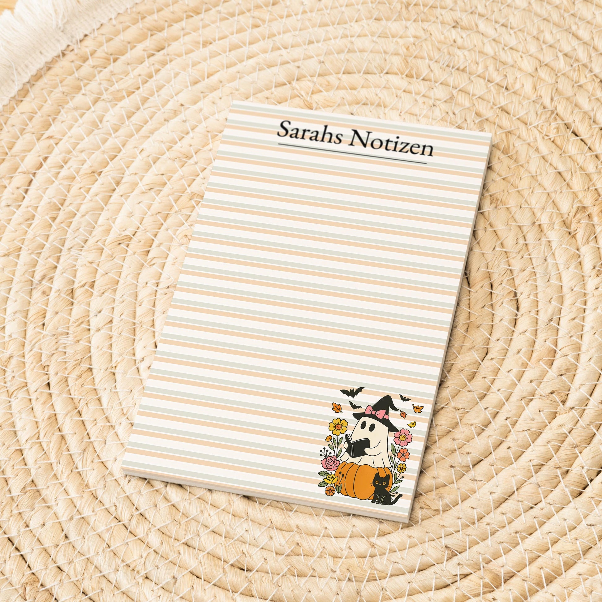 Notizblock Geist Design, 10x15 cm, 50 Blatt mit Leimbindung, personalisierbar mit Namen, Handmade