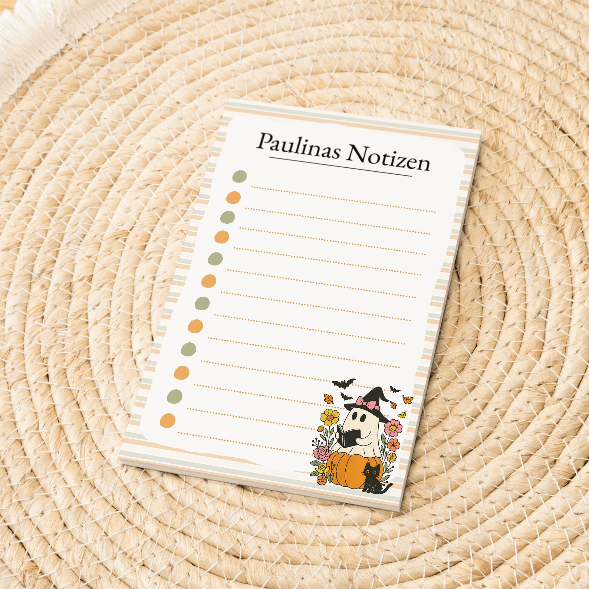 Notizblock Geist Design, 10x15 cm, 50 Blatt mit Leimbindung, personalisierbar mit Namen, Handmade