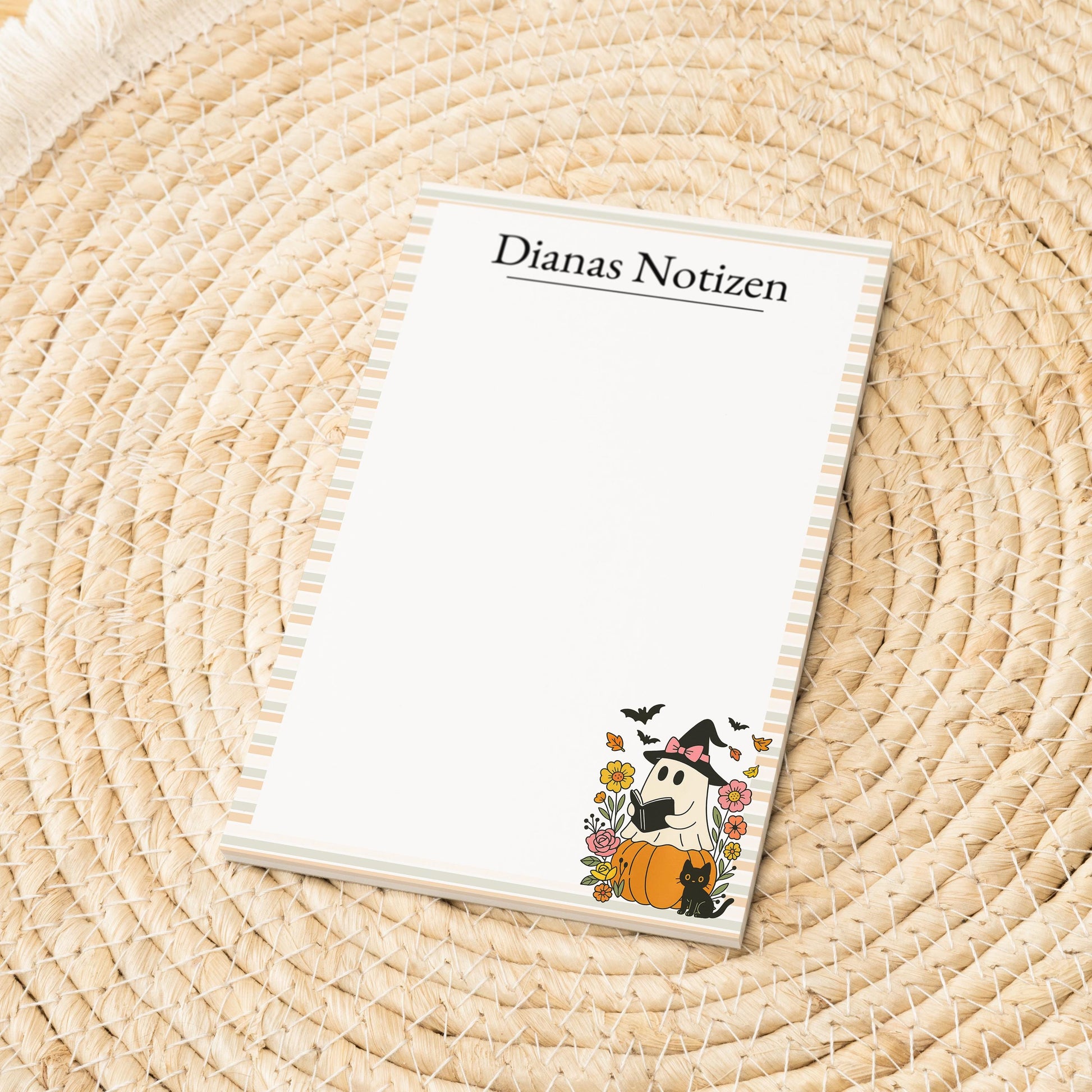 Notizblock Geist Design, 10x15 cm, 50 Blatt mit Leimbindung, personalisierbar mit Namen, Handmade