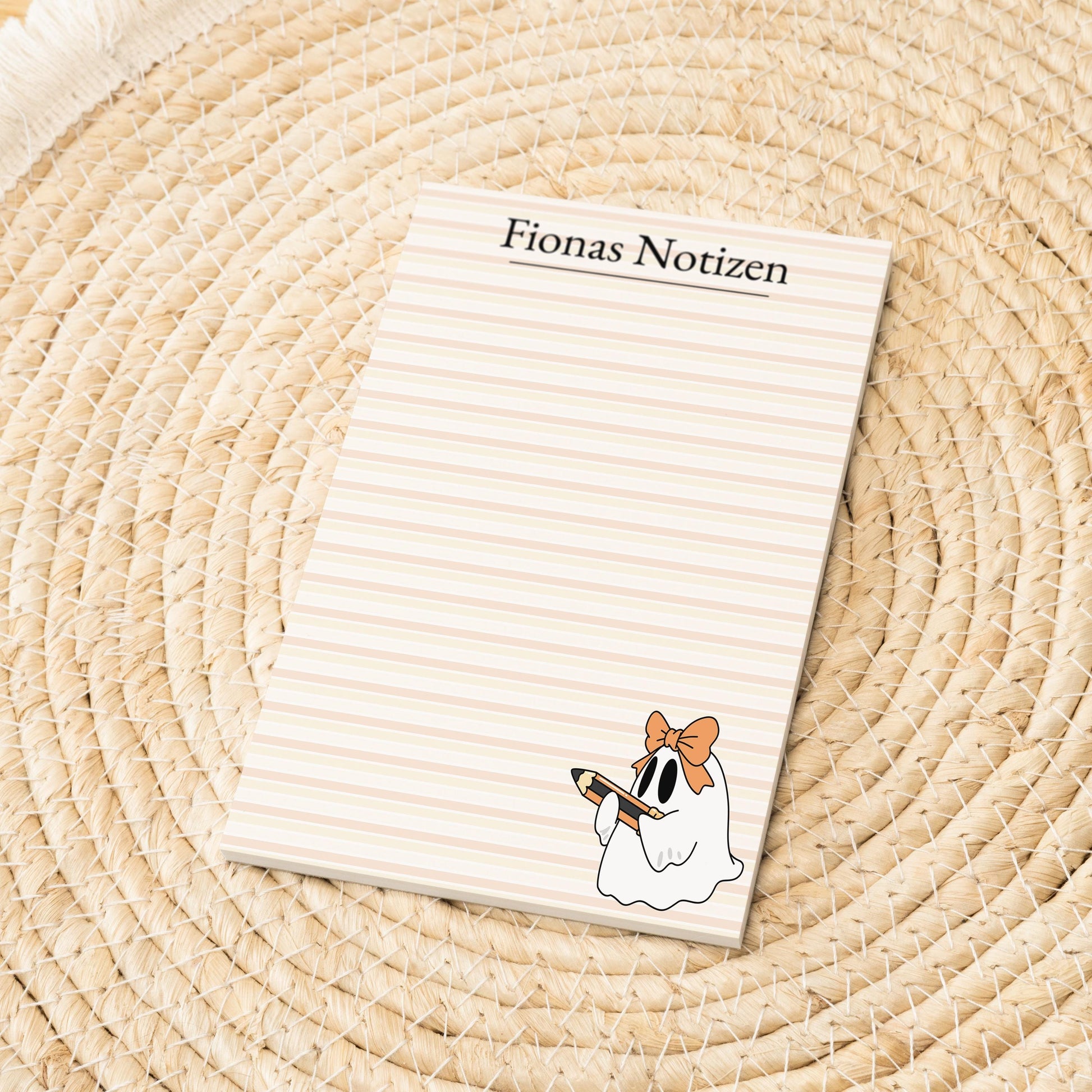 Notizblock Geist Design, 10x15 cm, 50 Blatt mit Leimbindung, personalisierbar mit Namen, Handmade