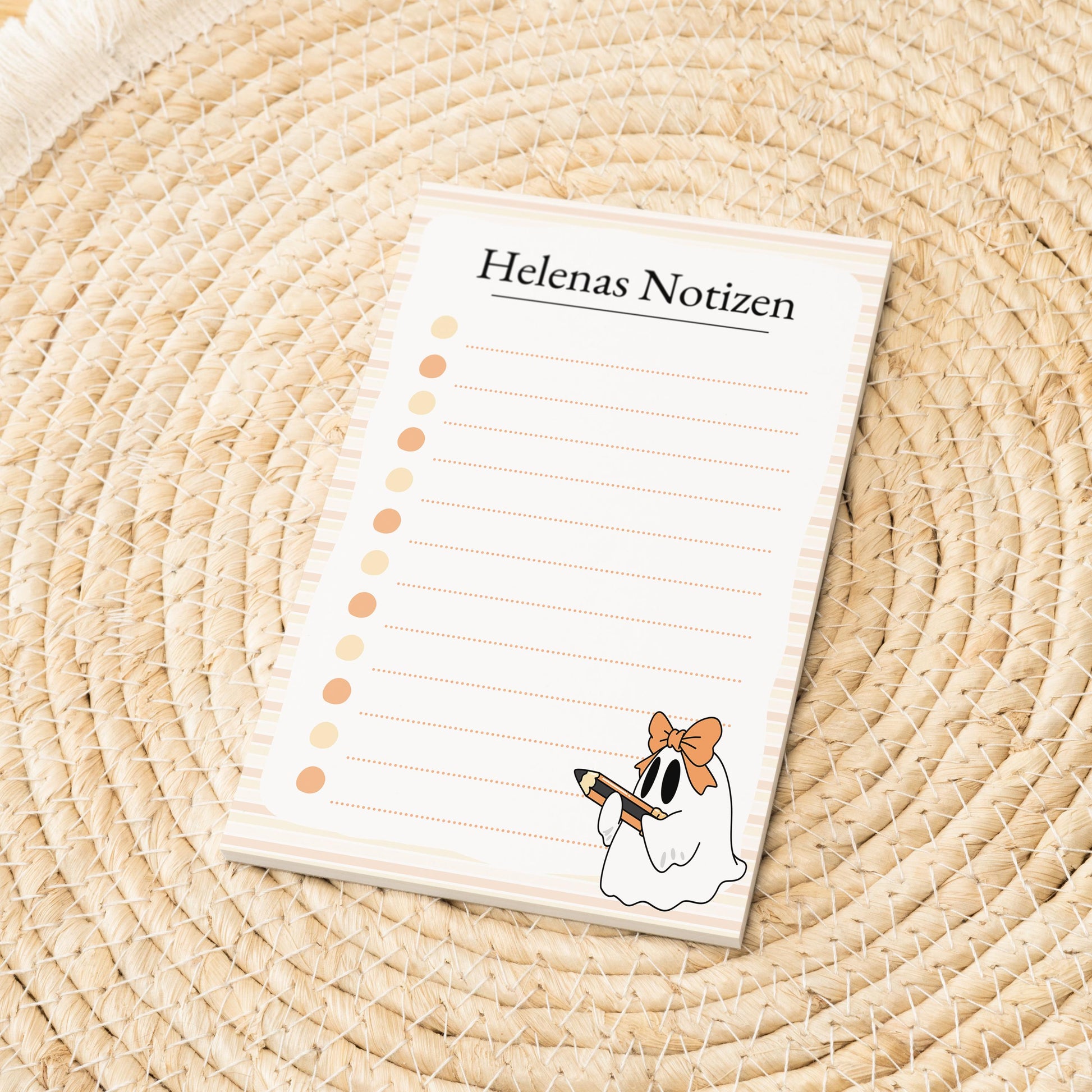 Notizblock Geist Design, 10x15 cm, 50 Blatt mit Leimbindung, personalisierbar mit Namen, Handmade