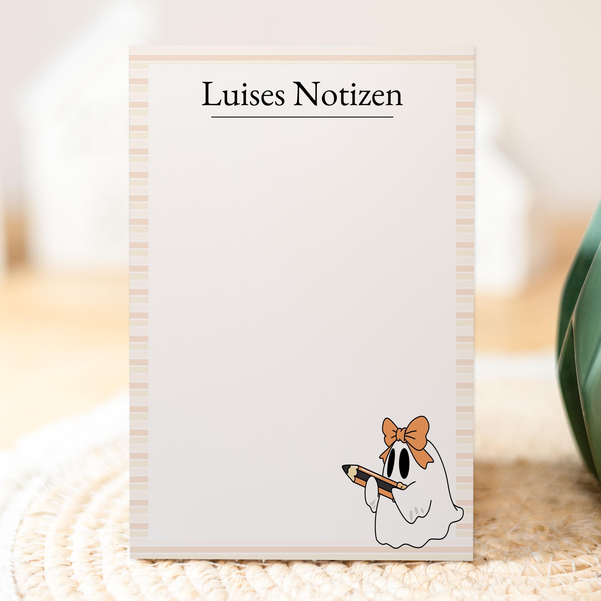 Notizblock Geist Design, 10x15 cm, 50 Blatt mit Leimbindung, personalisierbar mit Namen, Handmade