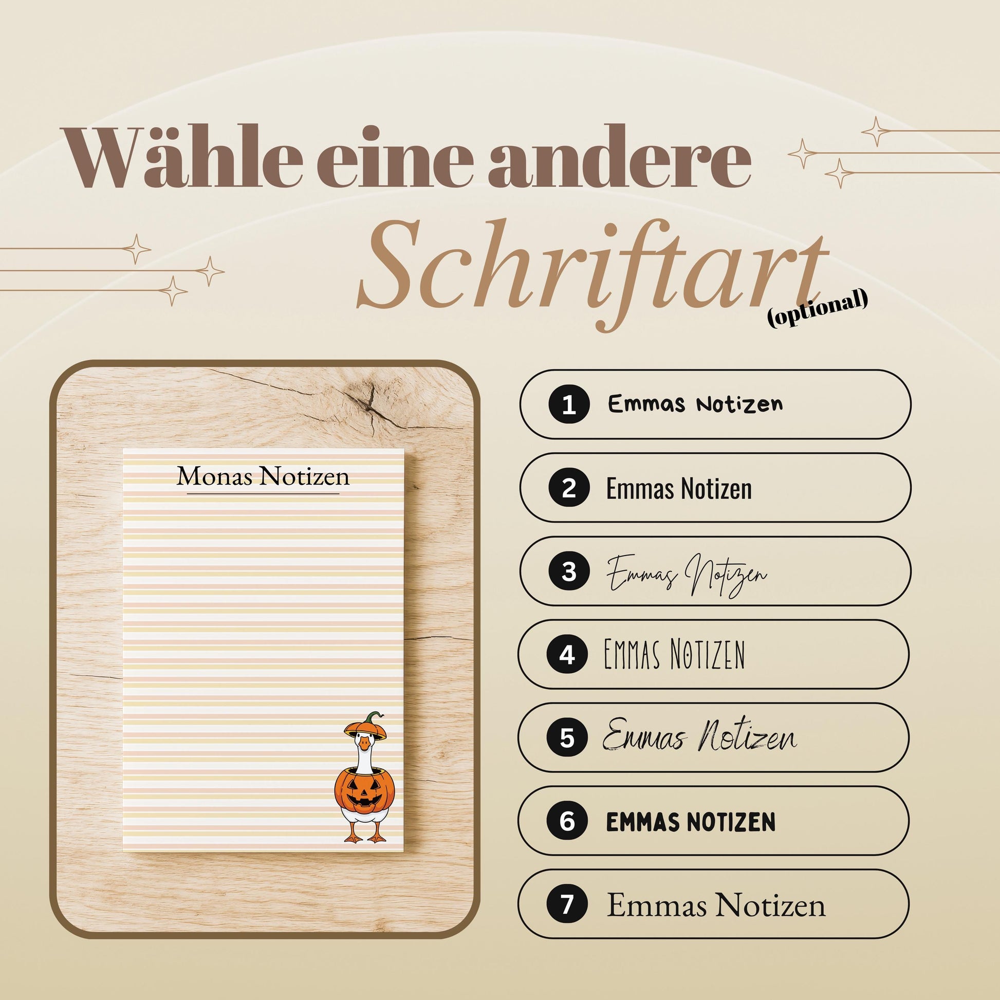 Notizblock Halloween Design, 10x15 cm, 50 Blatt mit Leimbindung, personalisierbar mit Namen, Handmade