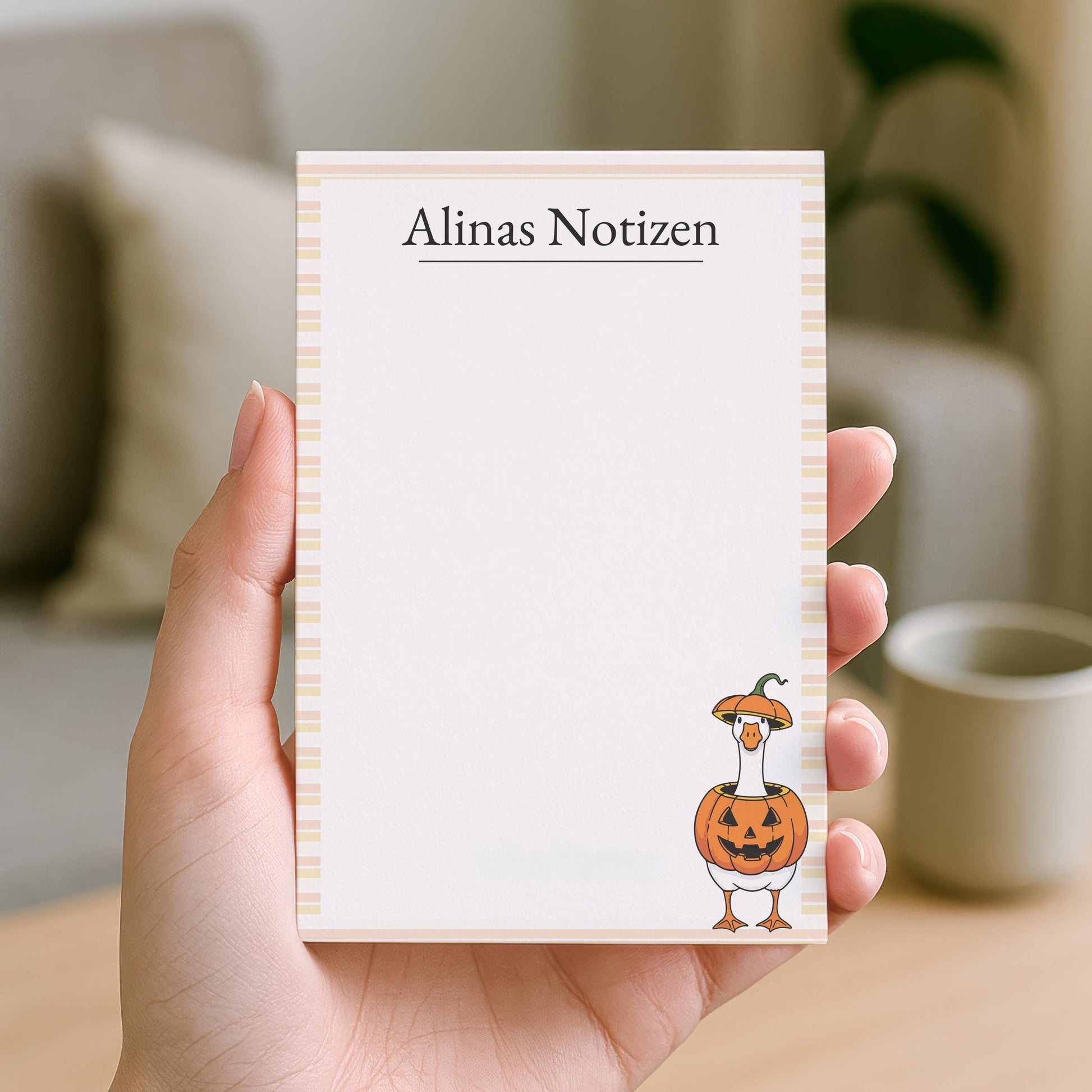 Notizblock Halloween Design, 10x15 cm, 50 Blatt mit Leimbindung, personalisierbar mit Namen, Handmade