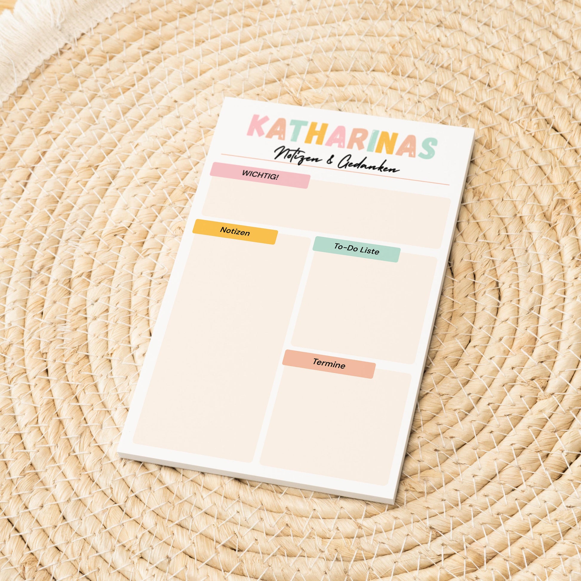Notizblock Office Design, 10x15 cm, 50 Blatt mit Leimbindung, personalisierbar mit Namen, Handmade