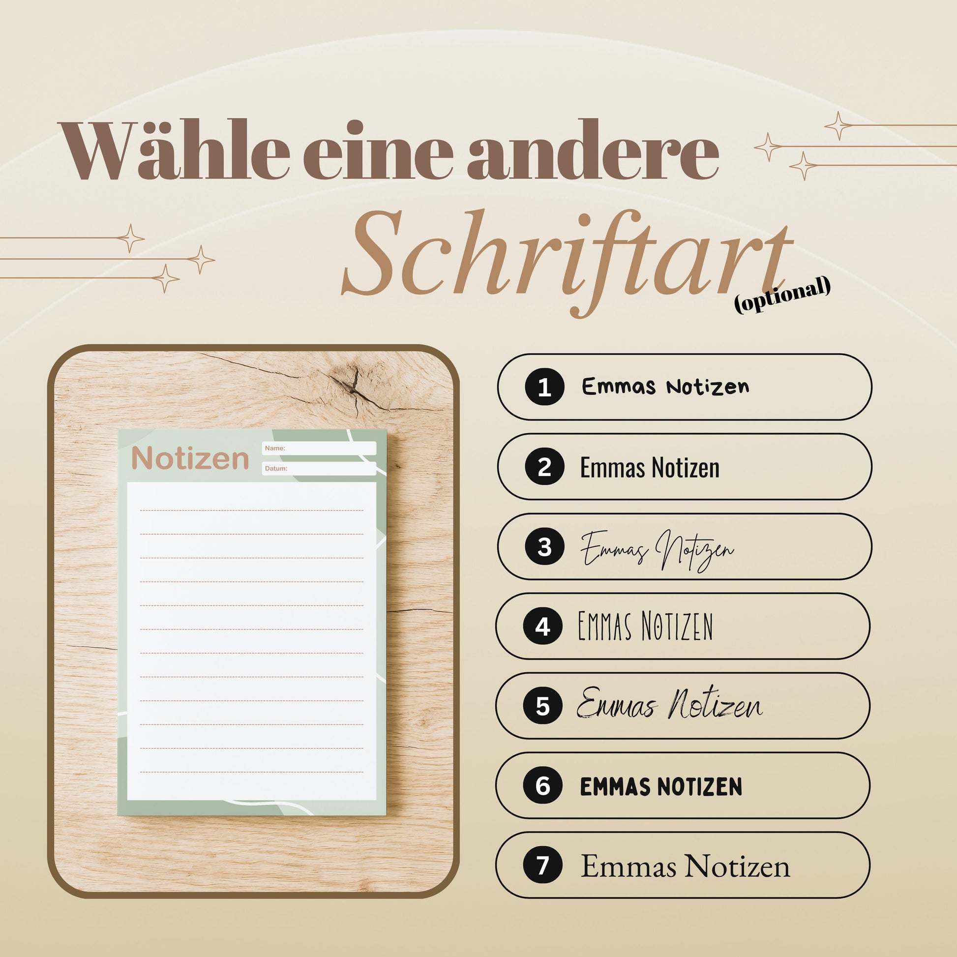 Notizblock Office Design, 10x15 cm, 50 Blatt mit Leimbindung, personalisierbar mit Namen, Handmade