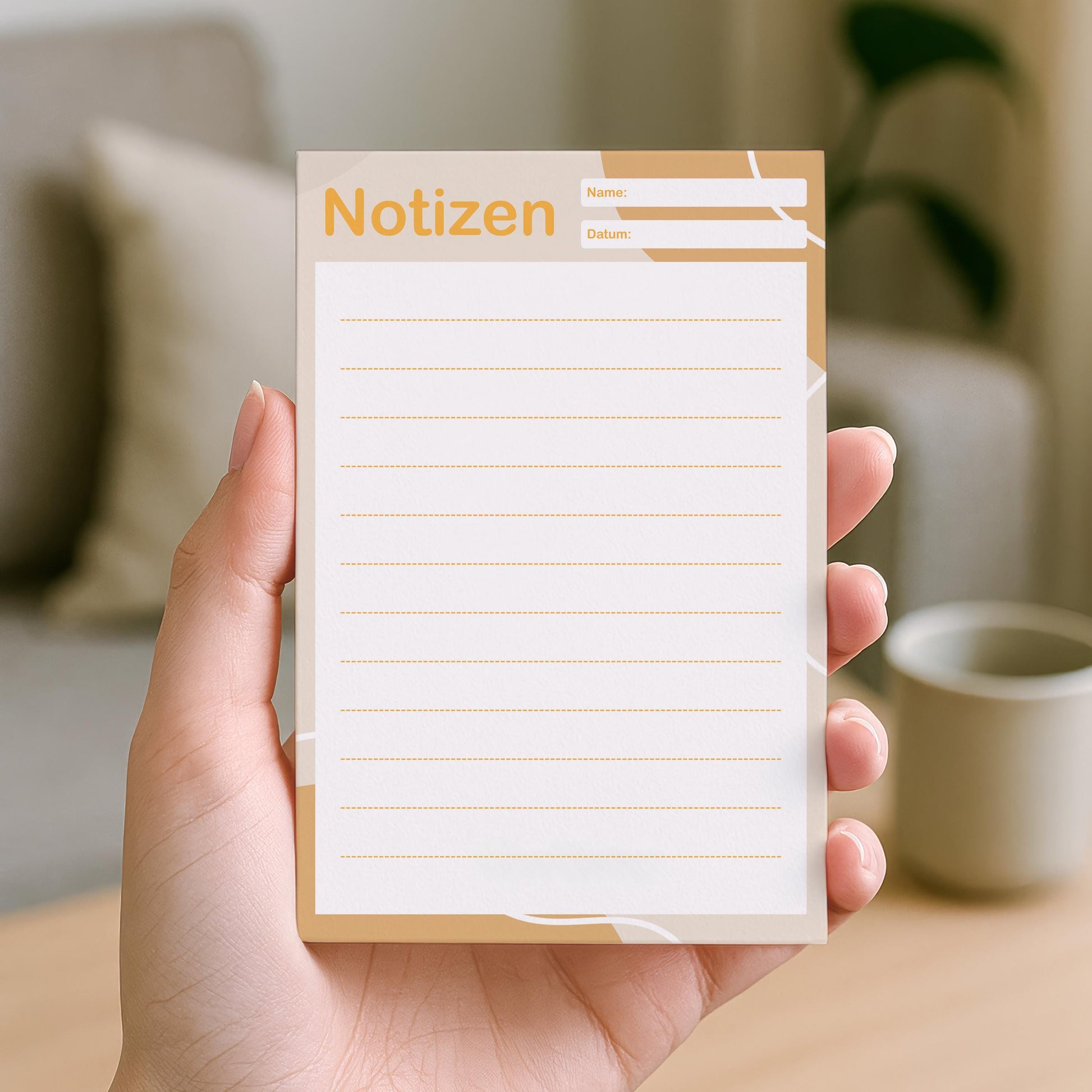 Notizblock Office Design, 10x15 cm, 50 Blatt mit Leimbindung, personalisierbar mit Namen, Handmade