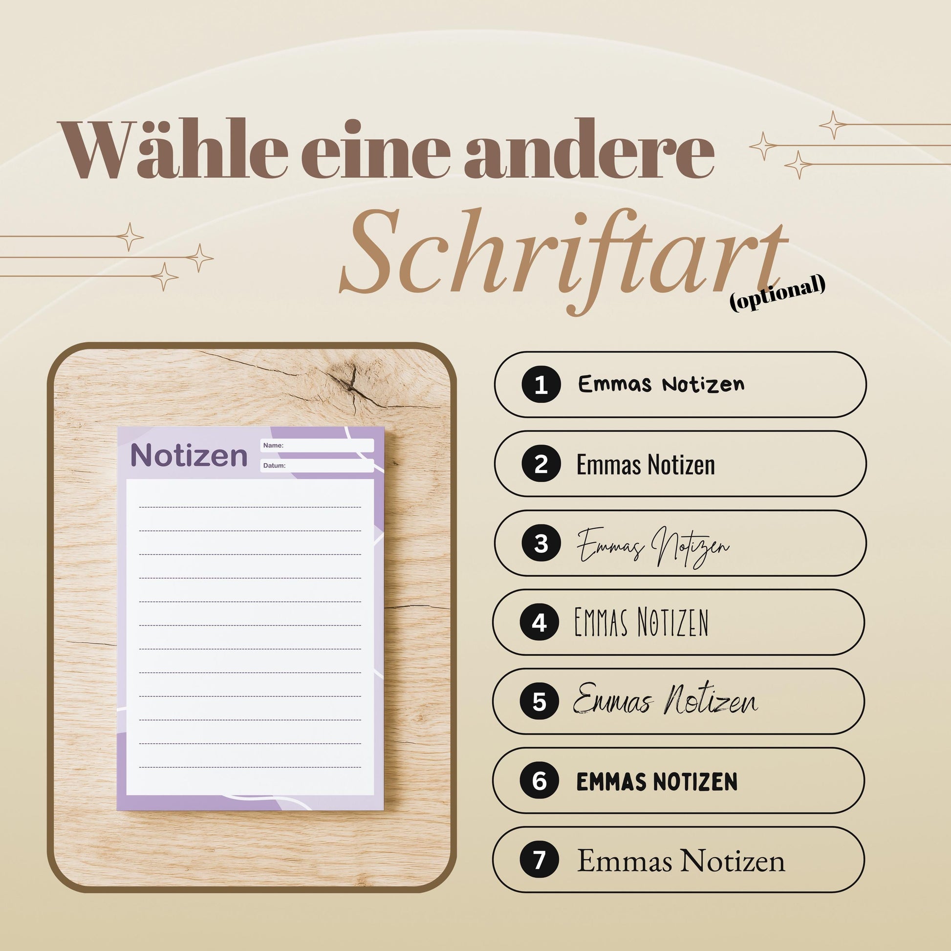 Notizblock Office Design, 10x15 cm, 50 Blatt mit Leimbindung, personalisierbar mit Namen, Handmade