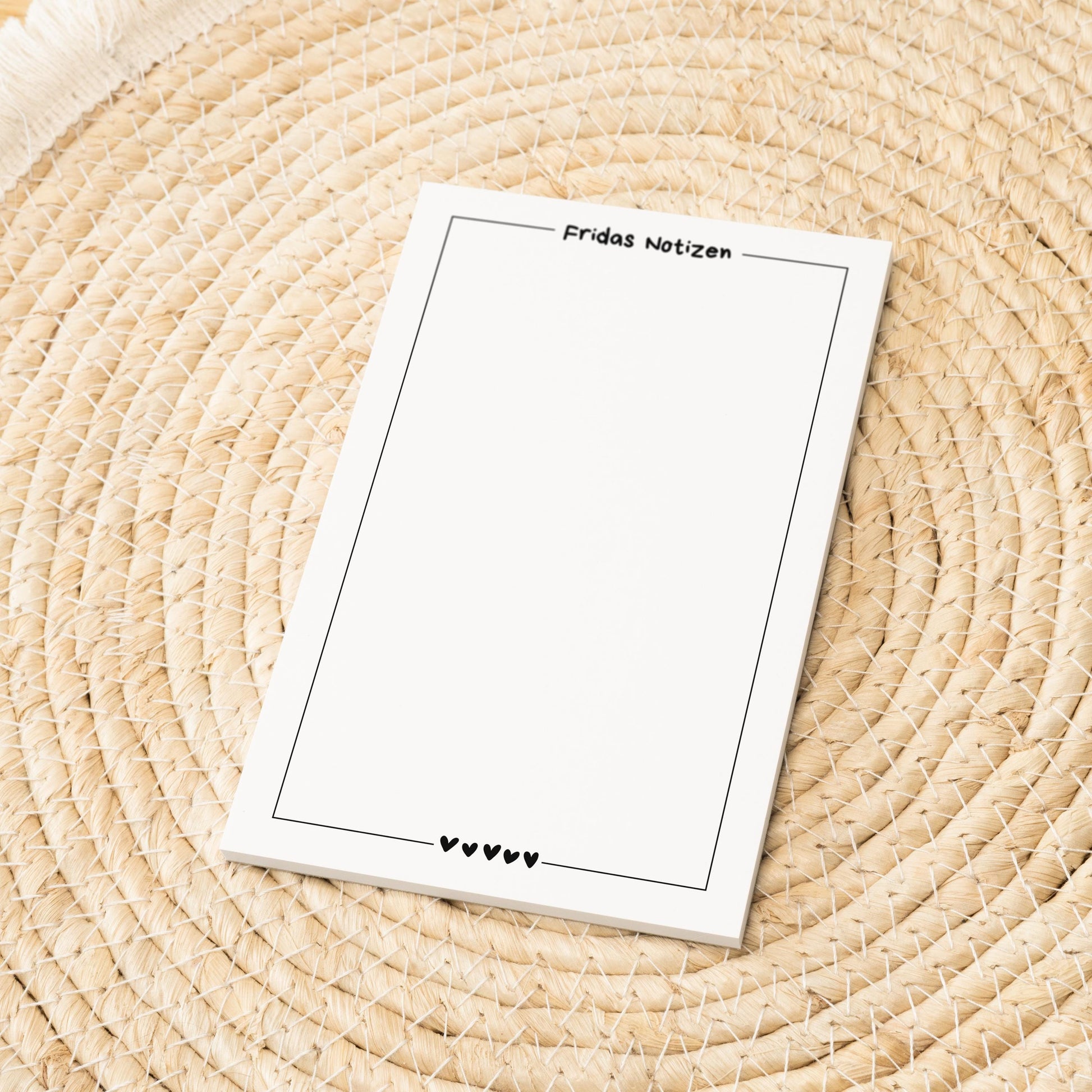 Notizblock Minimalistisches Design, 10x15 cm, 50 Blatt mit Leimbindung, personalisierbar mit Namen, Handmade