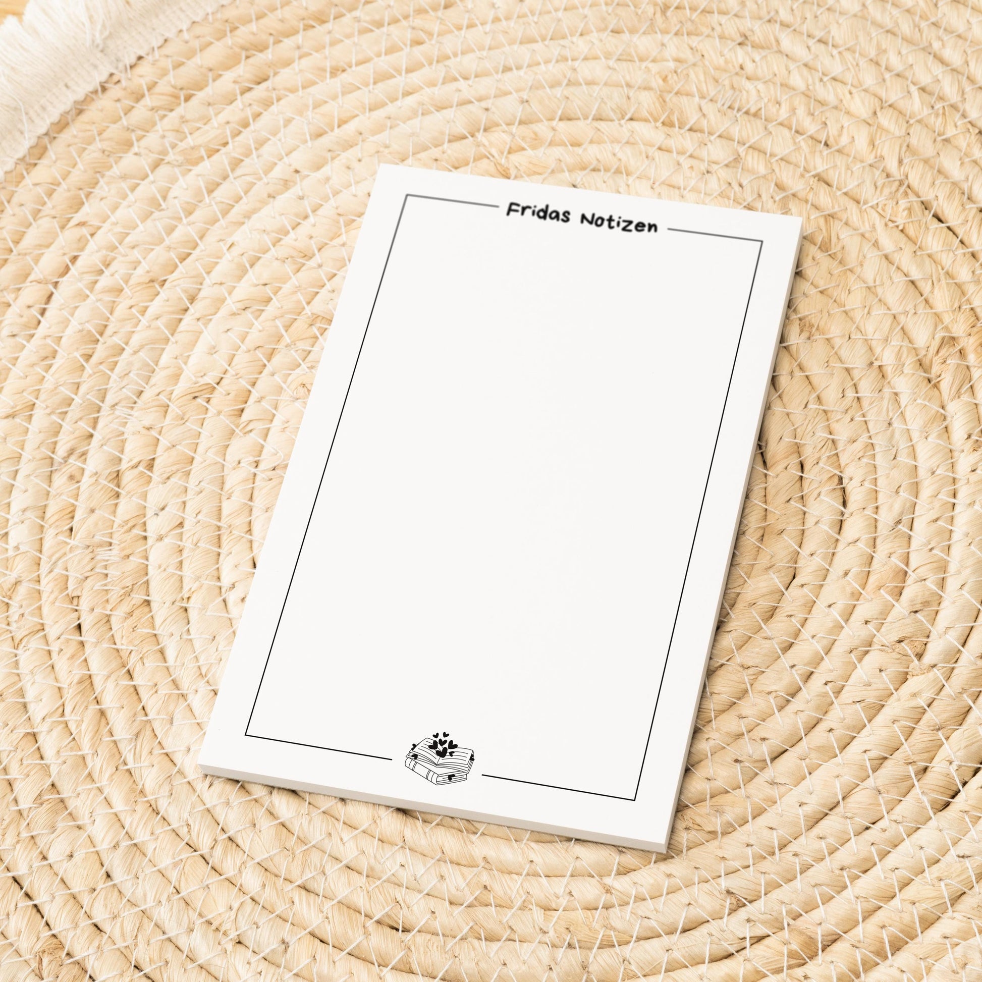 Notizblock Minimalistisches Design, 10x15 cm, 50 Blatt mit Leimbindung, personalisierbar mit Namen, Handmade