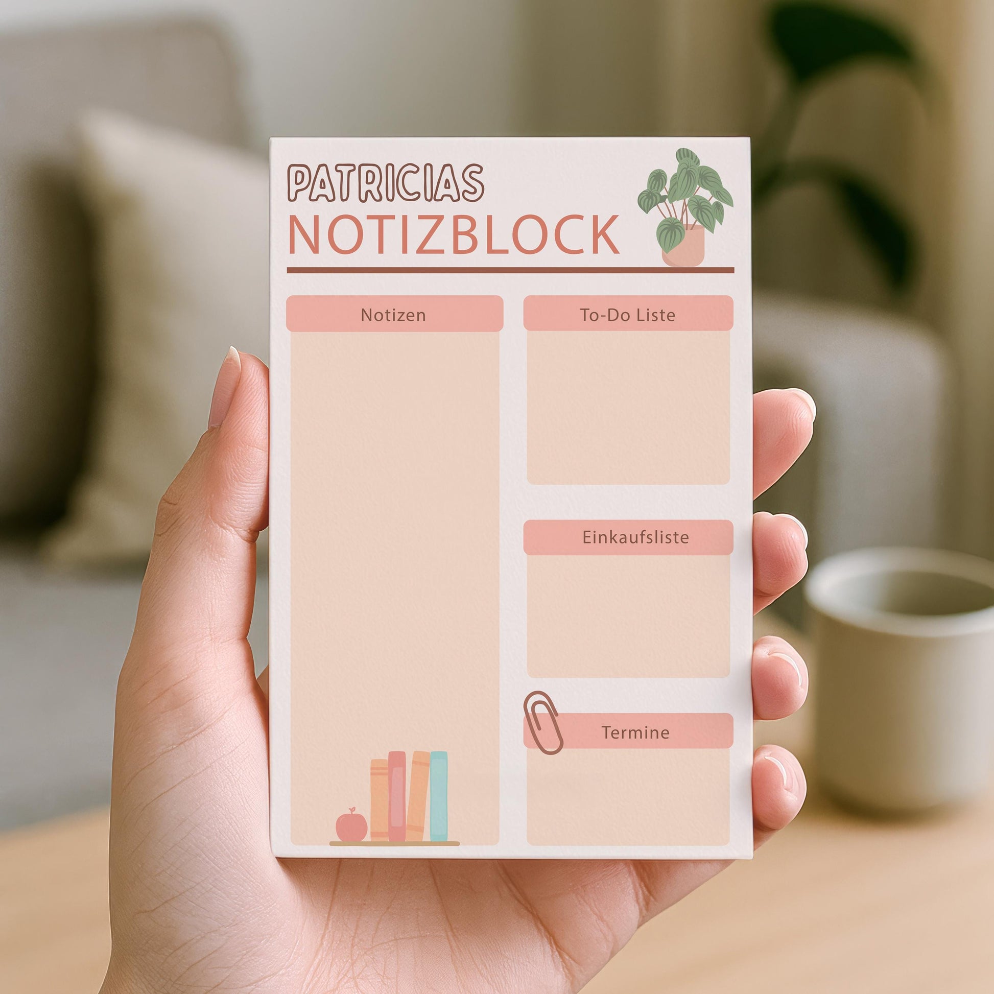 Notizblock Office Design, 10x15 cm, 50 Blatt mit Leimbindung, personalisierbar mit Namen, Handmade