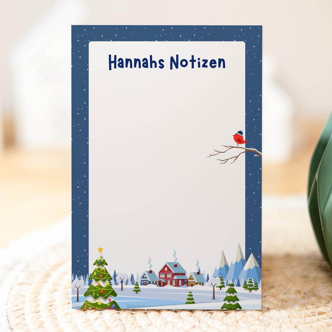 Notizblock Weihnachten Design, 10x15 cm, 50 Blatt mit Leimbindung, personalisierbar mit Namen, Handmade