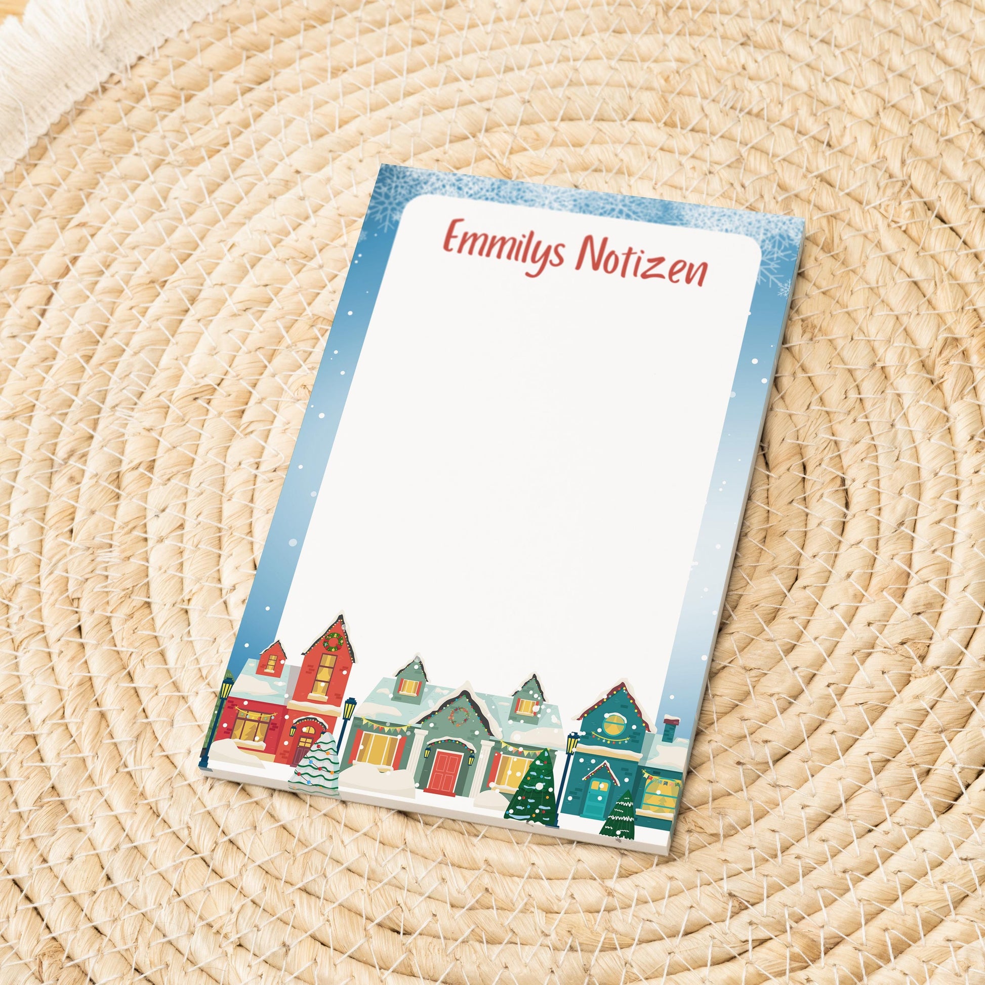 Notizblock Weihnachten Design, 10x15 cm, 50 Blatt mit Leimbindung, personalisierbar mit Namen, Handmade