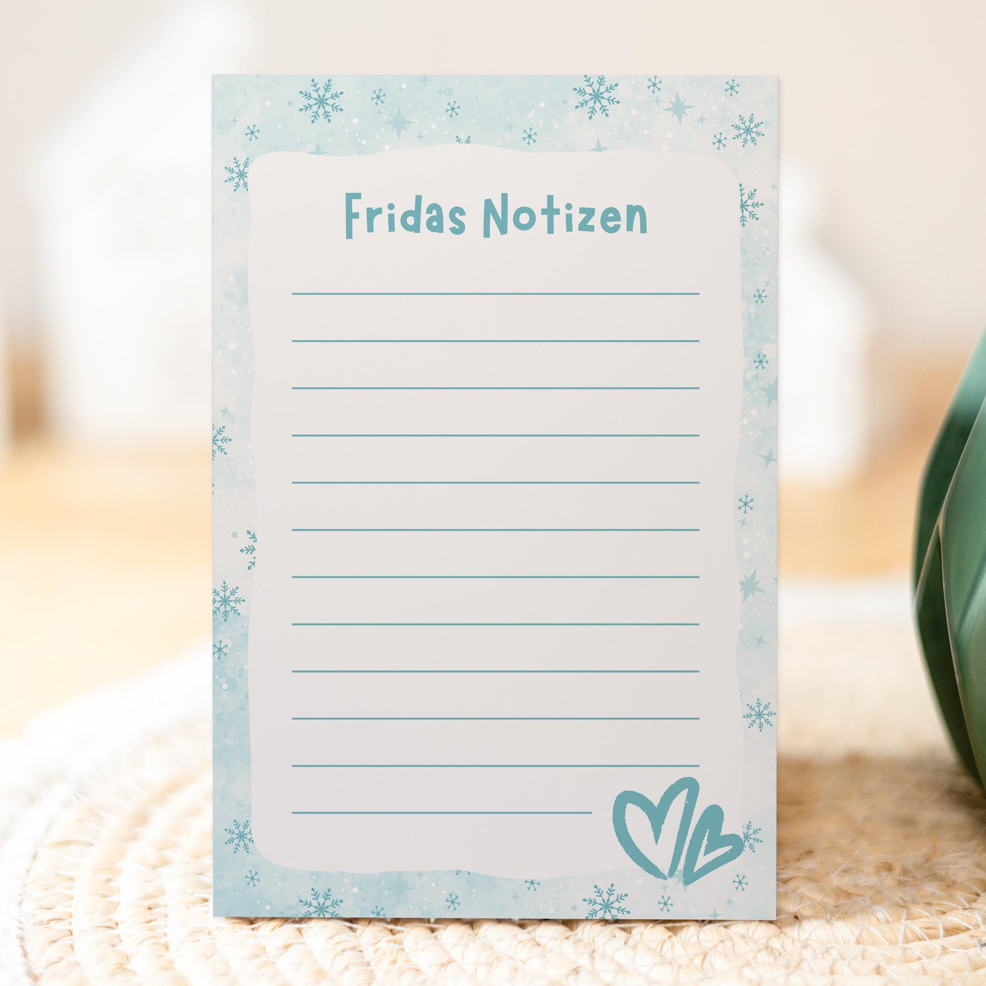 Notizblock Winter Design, 10x15 cm, 50 Blatt mit Leimbindung, personalisierbar mit Namen, Handmade