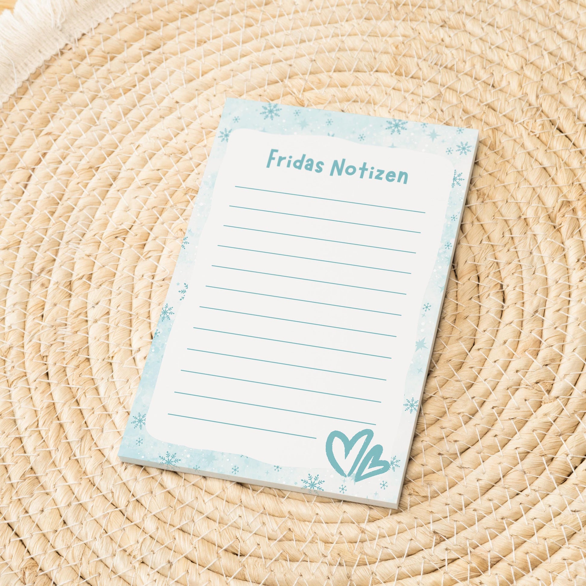 Notizblock Winter Design, 10x15 cm, 50 Blatt mit Leimbindung, personalisierbar mit Namen, Handmade