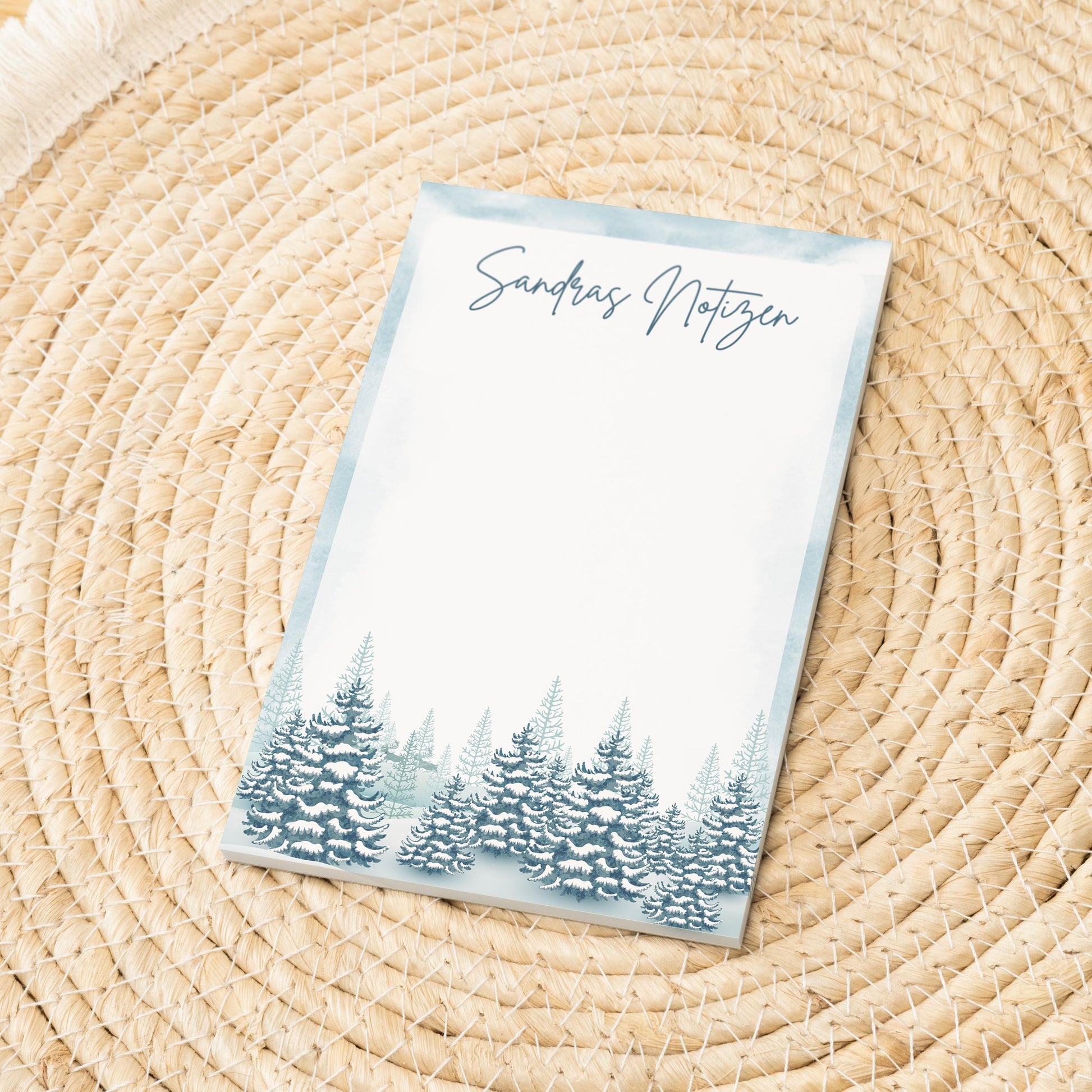 Notizblock Winter Design, 10x15 cm, 50 Blatt mit Leimbindung, personalisierbar mit Namen, Handmade